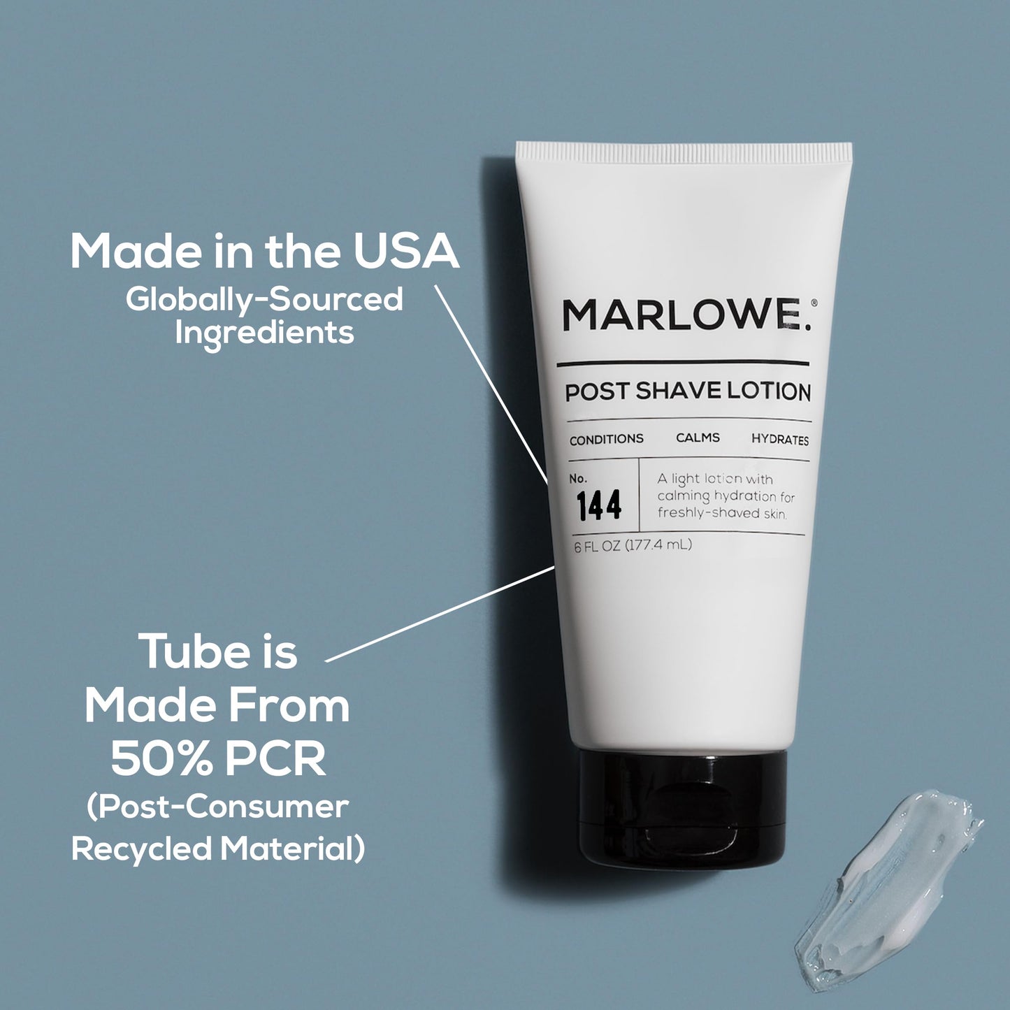 MARLOWE. No. 144 Post Shave Lotion 6 oz, Conditioning Aftershave with Green Tea, Deep Sea Algae, Willow Bark & Passion Flower Extract, Hydrates, Calms & Nourishes Skin, Aloe Citron Scent