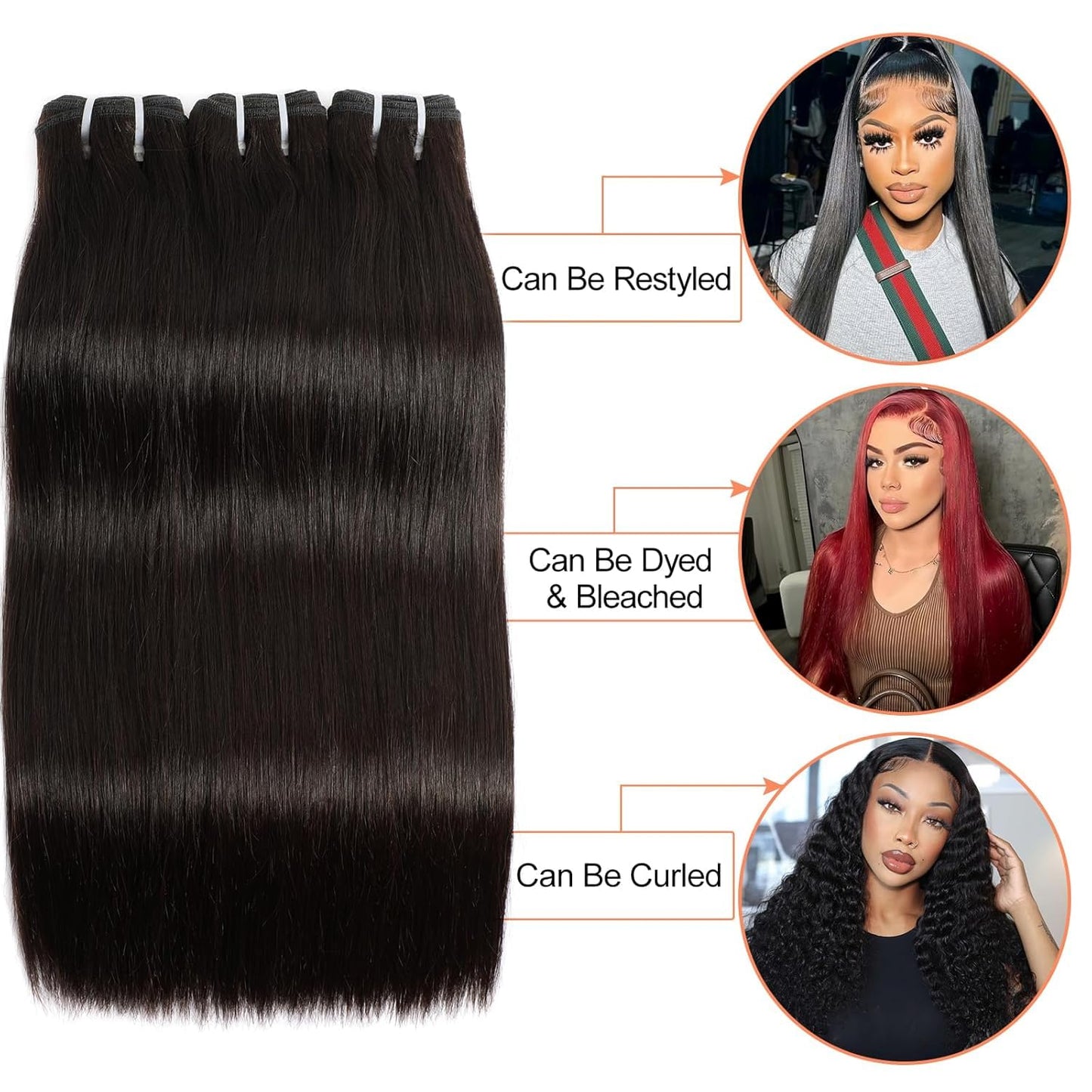 VIPbeauty Raw Straight Bundles Human Hair Bundles 14A Brazilian 1 Single Bundle Human Hair 100% Unprocessed Virgin Weave Bundles Human Hair Raw Remy Hair Bundles Natural Black 95g 20 Inch