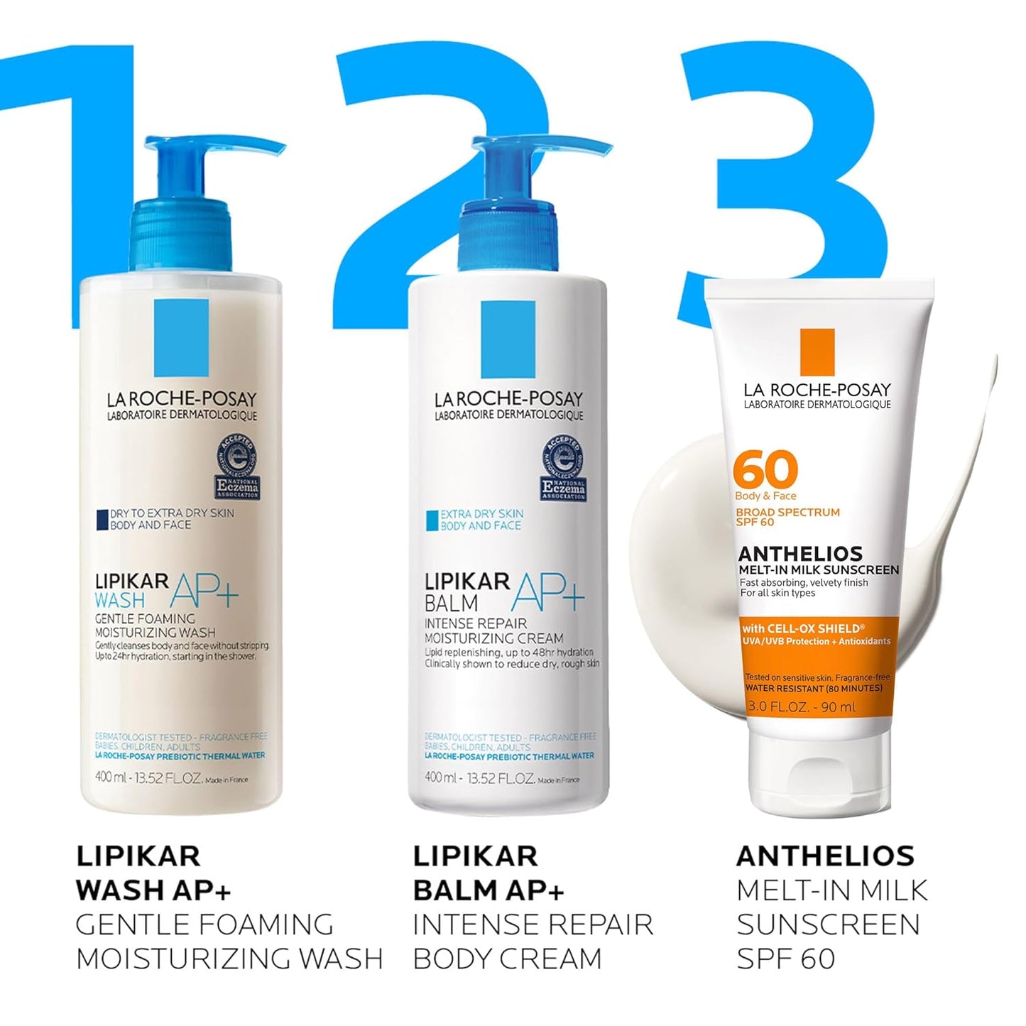 La Roche-Posay Anthelios Melt-In Milk Sunscreen SPF 60 | Lightweight, Oil-Free, Fast-Absorbing Formula for Body & Face