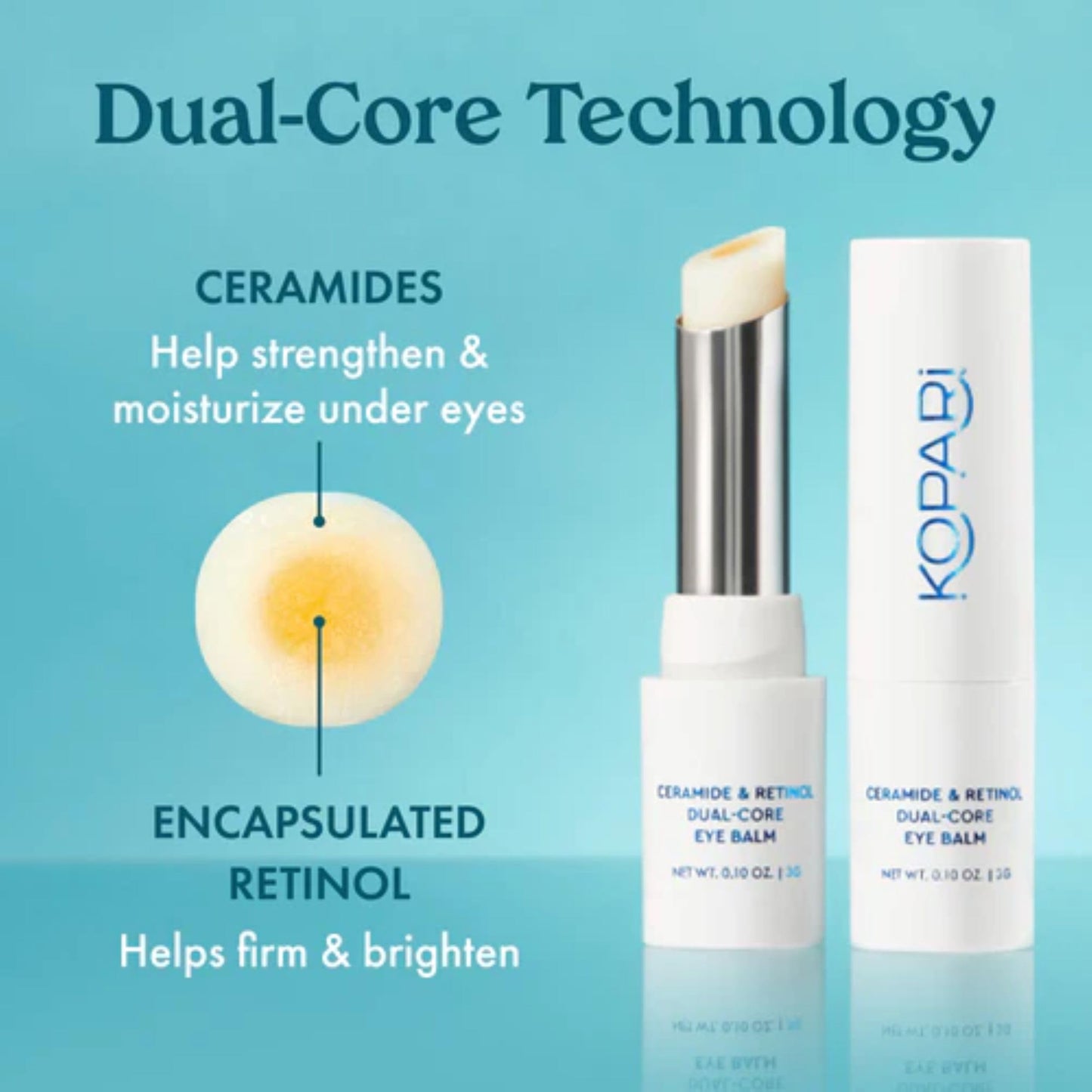 Kopari Ceramide & Retinol Dual-Core Eye Balm – Targets Fine Lines, Texture & Puffiness with Encapsulated Retinol, Ceramides & Squalane – Hydrating, Brightening, Anti-Aging Under Eye Treatment