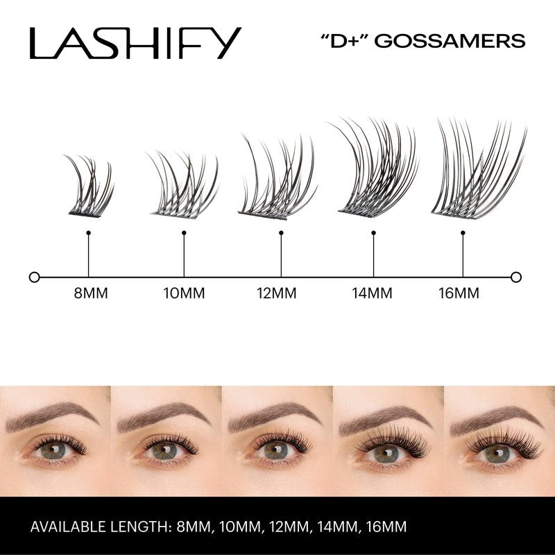 Lashify Drama Plus+ 12mm Gossamer Eyelash Extensions Refill in Black, Easy DIY False Lashes for the Most Delicate, Natural and Long Lasting Look