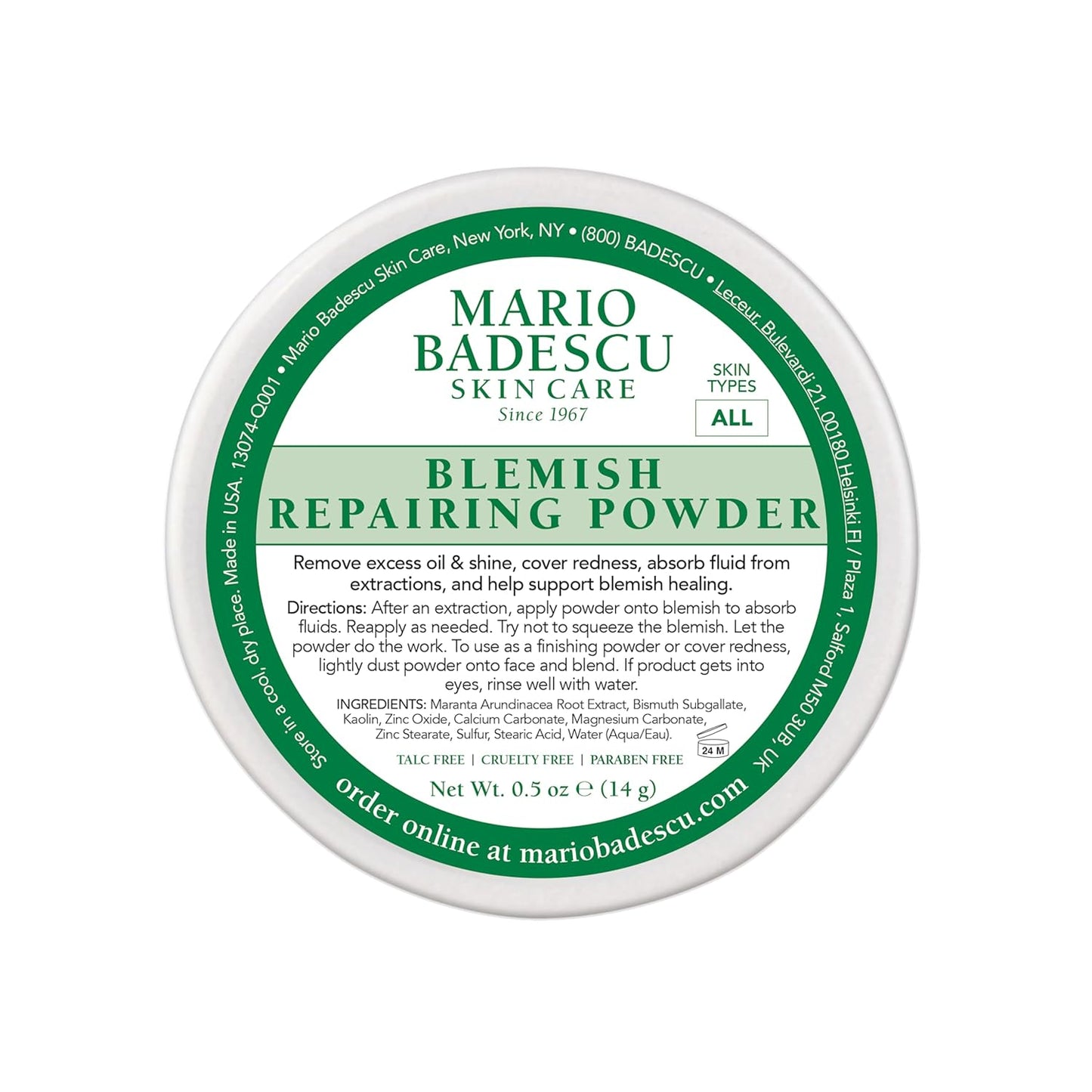 Mario Badescu Healing Blemish Face Powder - Reduce Shine & Balance Oily Skin | Gentle Sulfur Formula