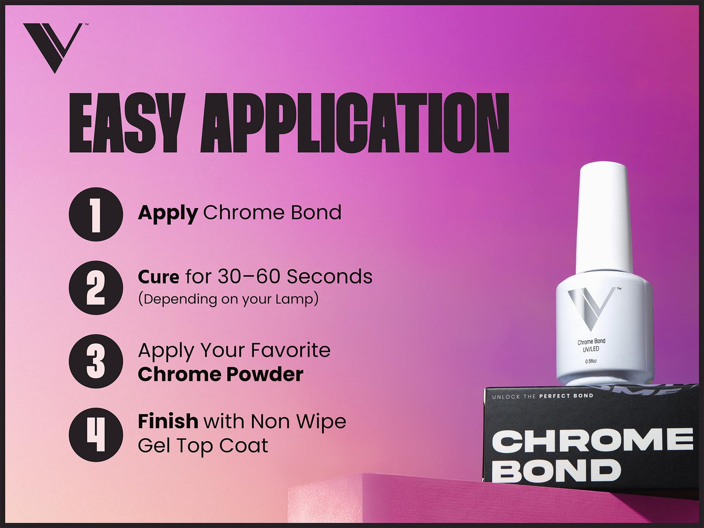 V Beauty Pure Chrome Nail Bond - Chrome Base Coat, Precise Powder Placement with Maximum Retention, Beginner-Friendly Formula, Protects Against Lifting and Chipping - 15 mL