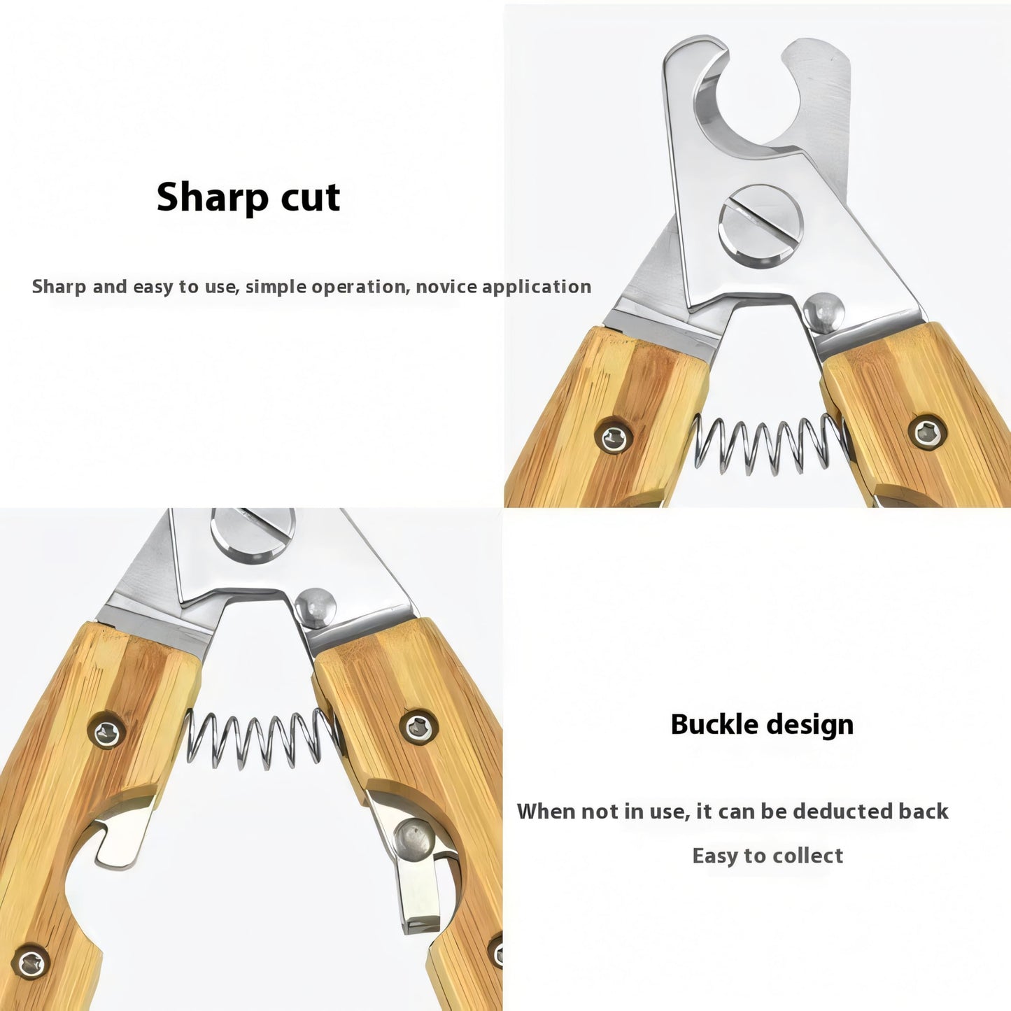 CooCoo Baby Nail Clippers for Dogs and Cats - Pet Grooming Tool with ABS Handle and Stainless Steel Blade, Eco-Friendly Bamboo Look, Safe Grip, Cat Collar, Dog Nail Trimmers, Dog Shoes