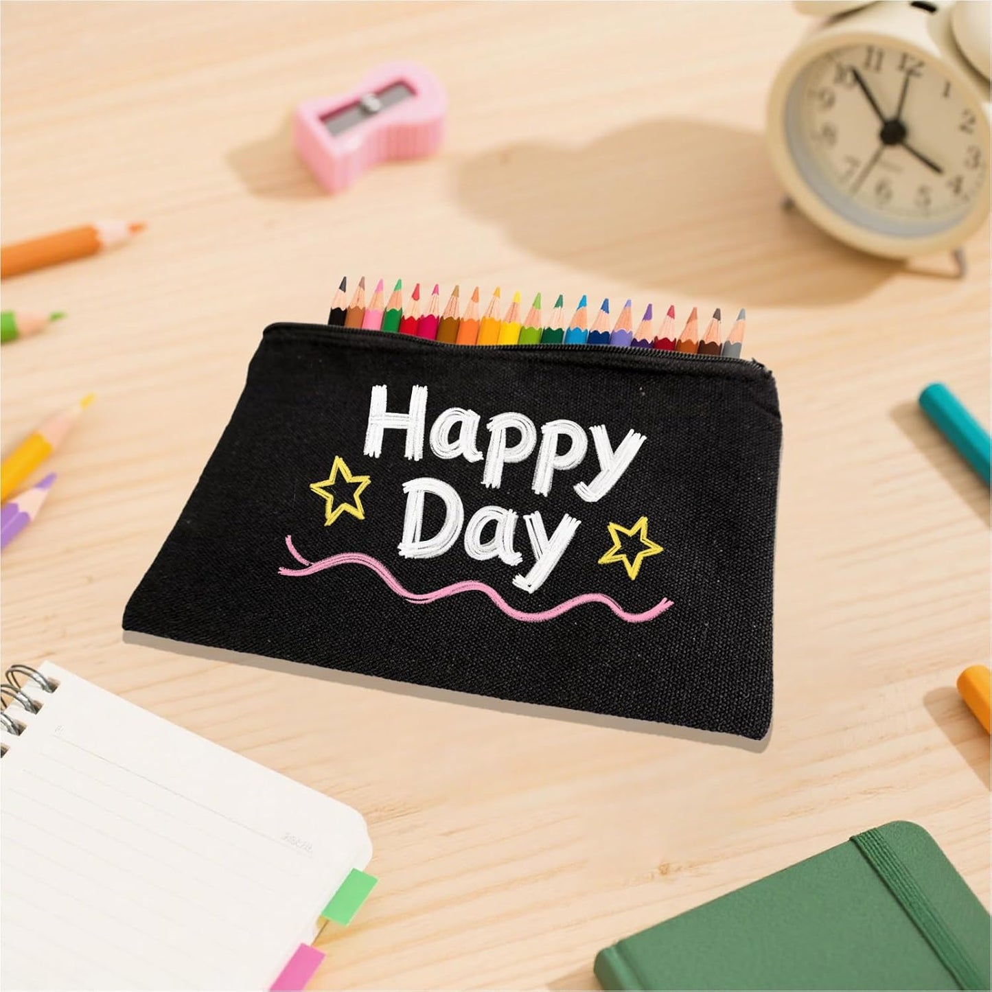 Canvas Zipper Makeup Bags - 84 Pcs Bulk Pencil Pouches for DIY Crafts | Black Cosmetic Storage Set