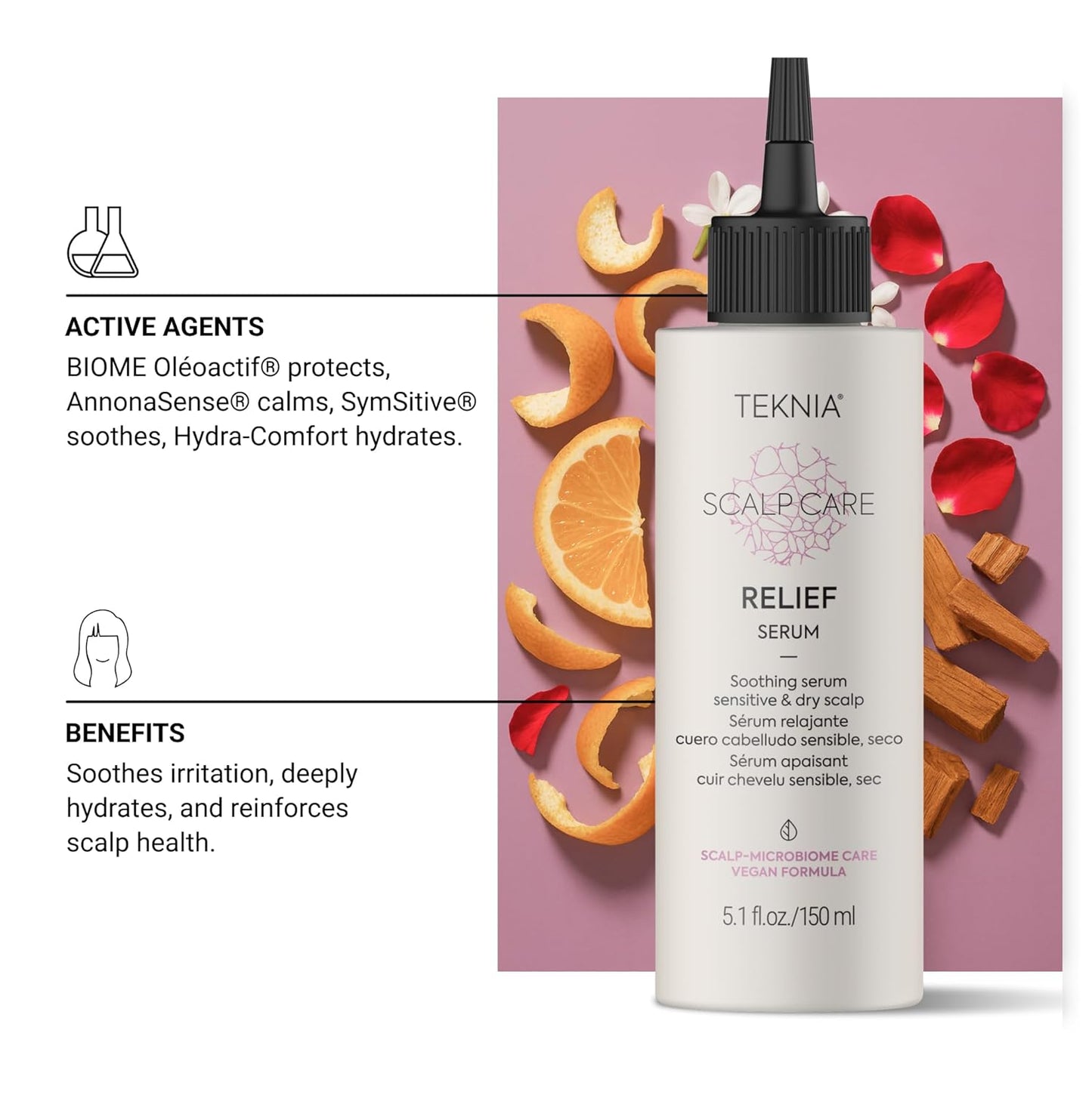 Lakmé Teknia Scalp Care Relief Serum - Soothing Dry Scalp Treatment | 5.1 Fl Oz
