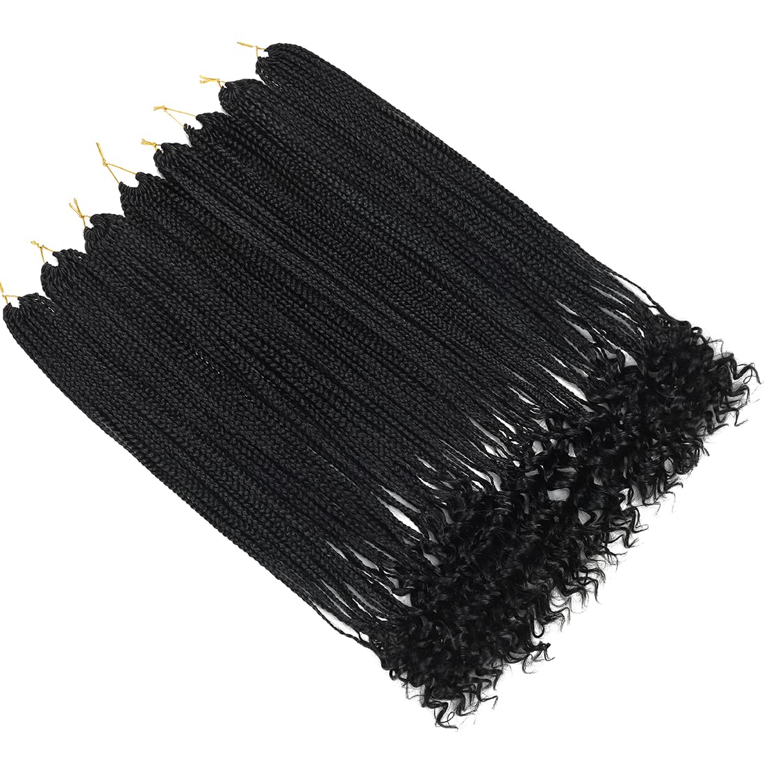 144 Strands Goddess Crochet Box Braids with Curly Ends 24 Inch Pre Looped Box Braids Crochet Hair 8 Packs Curly Crochet braids for Black Women