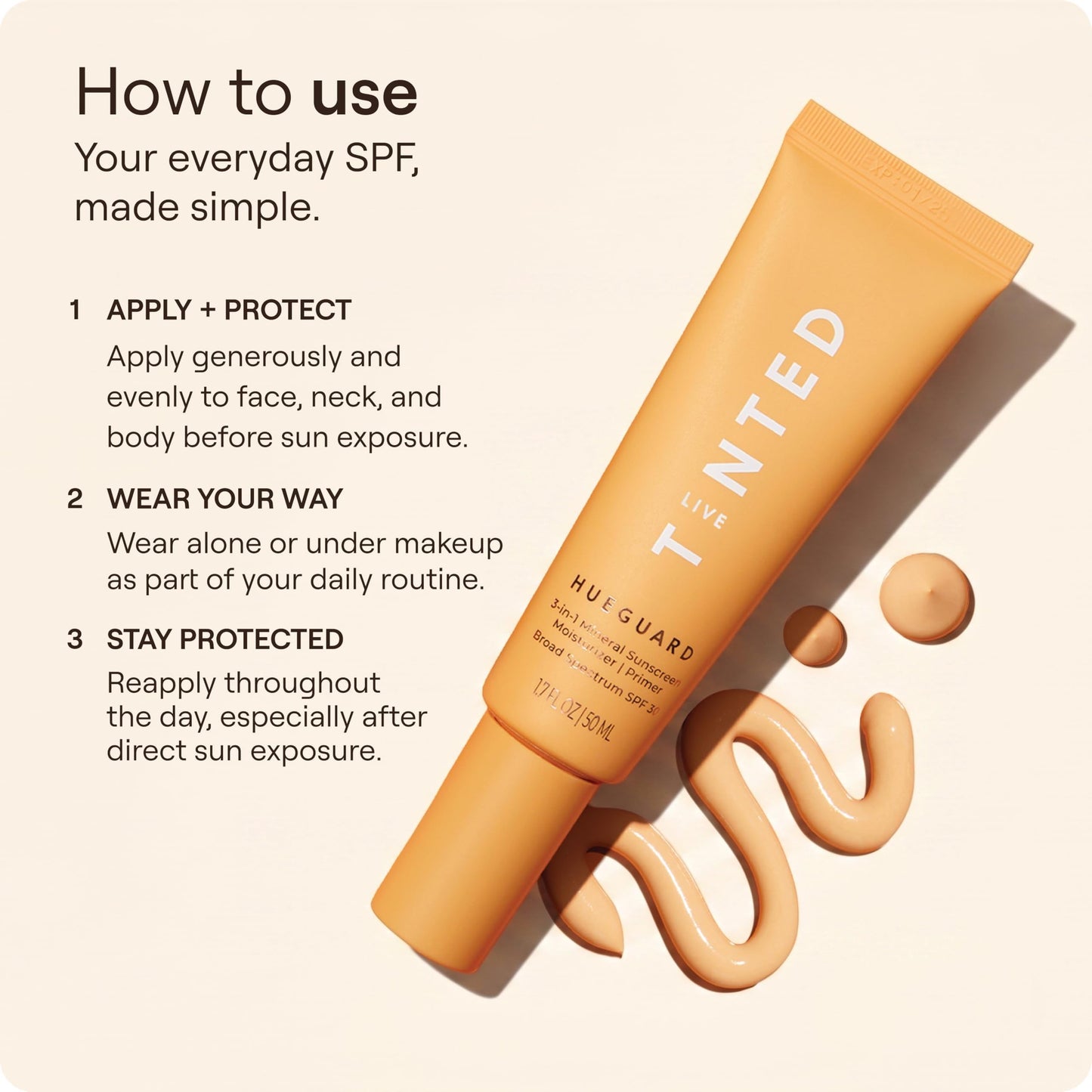 Live Tinted Hueguard® 3-in-1 Mineral Sunscreen, Moisturizer, & Primer for Face and Body - Hydrate and Protect the Skin Year Round - SPF 30, 1.7 Fl Oz