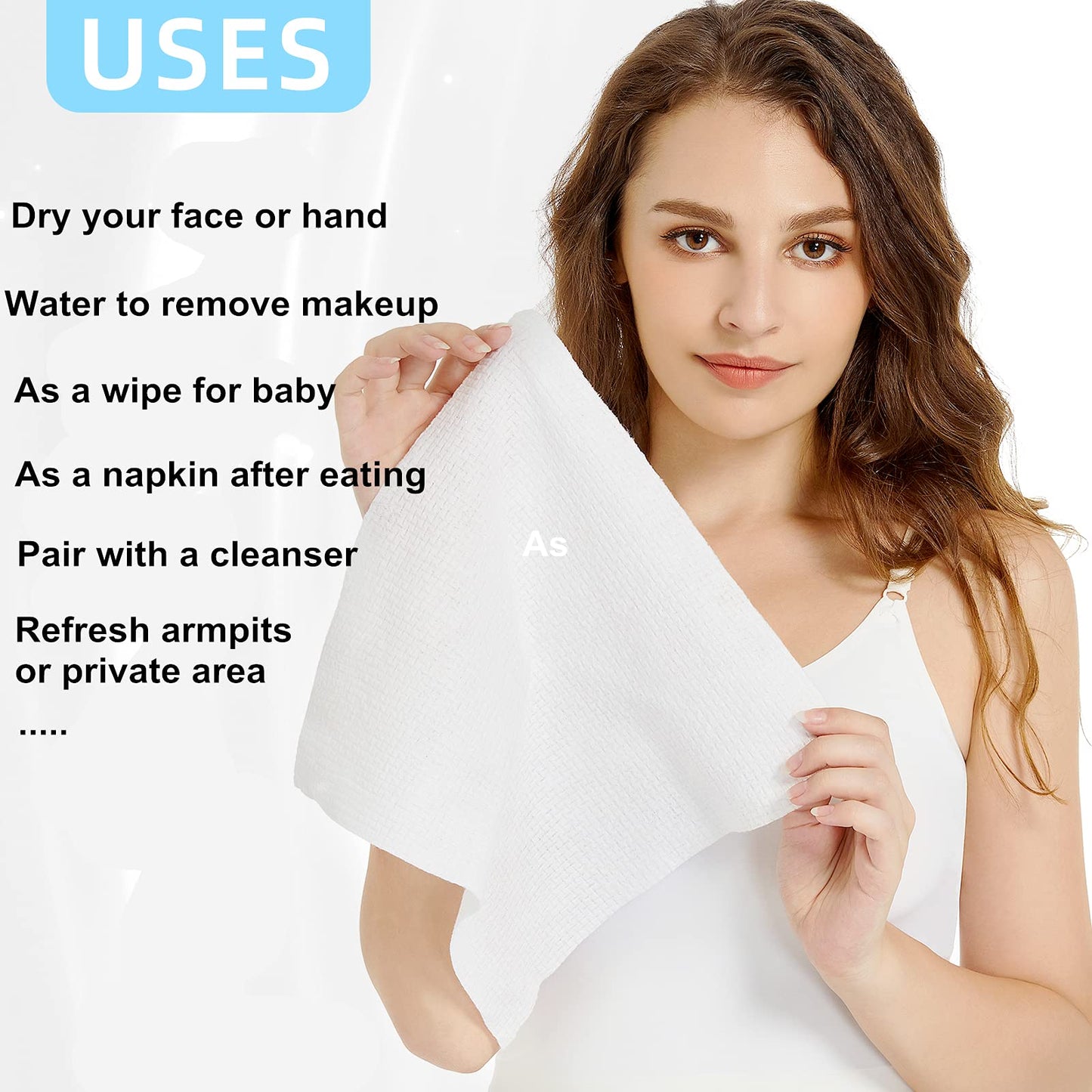 Atitifope Disposable Face Towels Makeup Remover Wipes Super Soft and Thick Dry Cleaning Cloths (100Count (2Boxes))