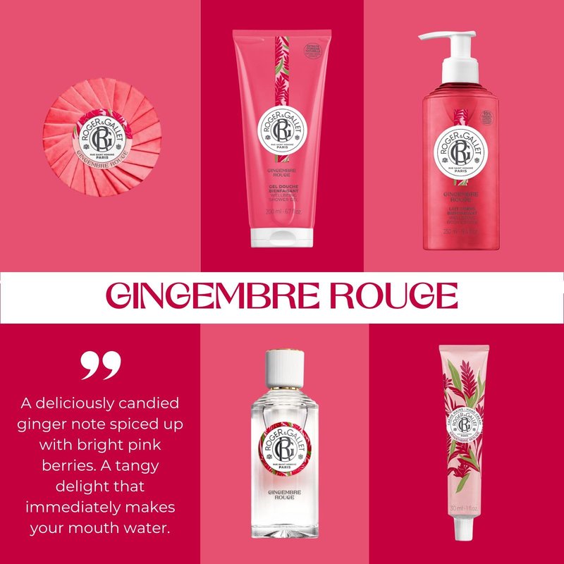 ROGER & GALLET Wellbeing Shower Gel – Plant-Based Hydrating Body Wash with Aloe Vera, Gentle Foaming Cleanser for Soft Skin (Gingembre Rouge - Red Ginger | 6.7 Oz)