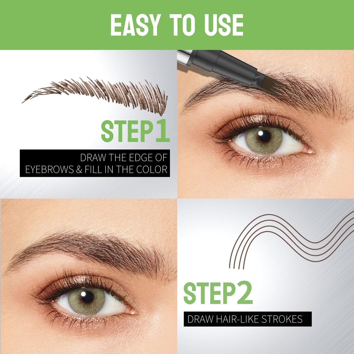 4-Tip Liquid Brow Pen,Ultra Fine Tip,Brows,Liner,Beard,Hair(3# Dark Brown)