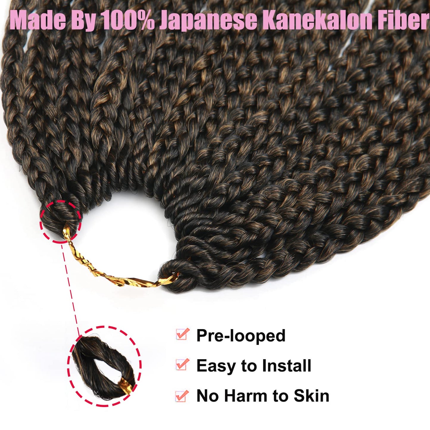 14 Inch Crochet Box Braids Hair Curly Ends Ombre Brown Curly Wave Synthetic Box Hair For Braid 6Packs 22 Strands/pcs Crochet Braids For Women(14inch, 1B/27#) …