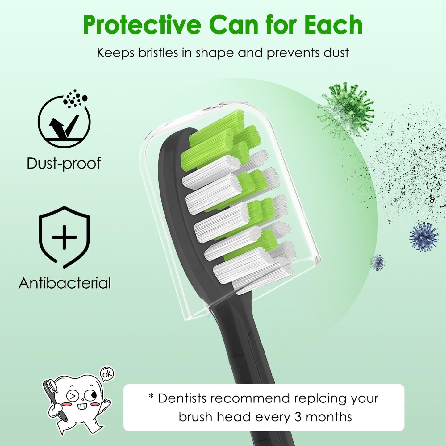 Toothbrush Replacement Heads Compatible with Philips One Series Sonicare Toothbrush HY1200/06 BD1003/AZ, Soft Bristles, Black, Pack of 10