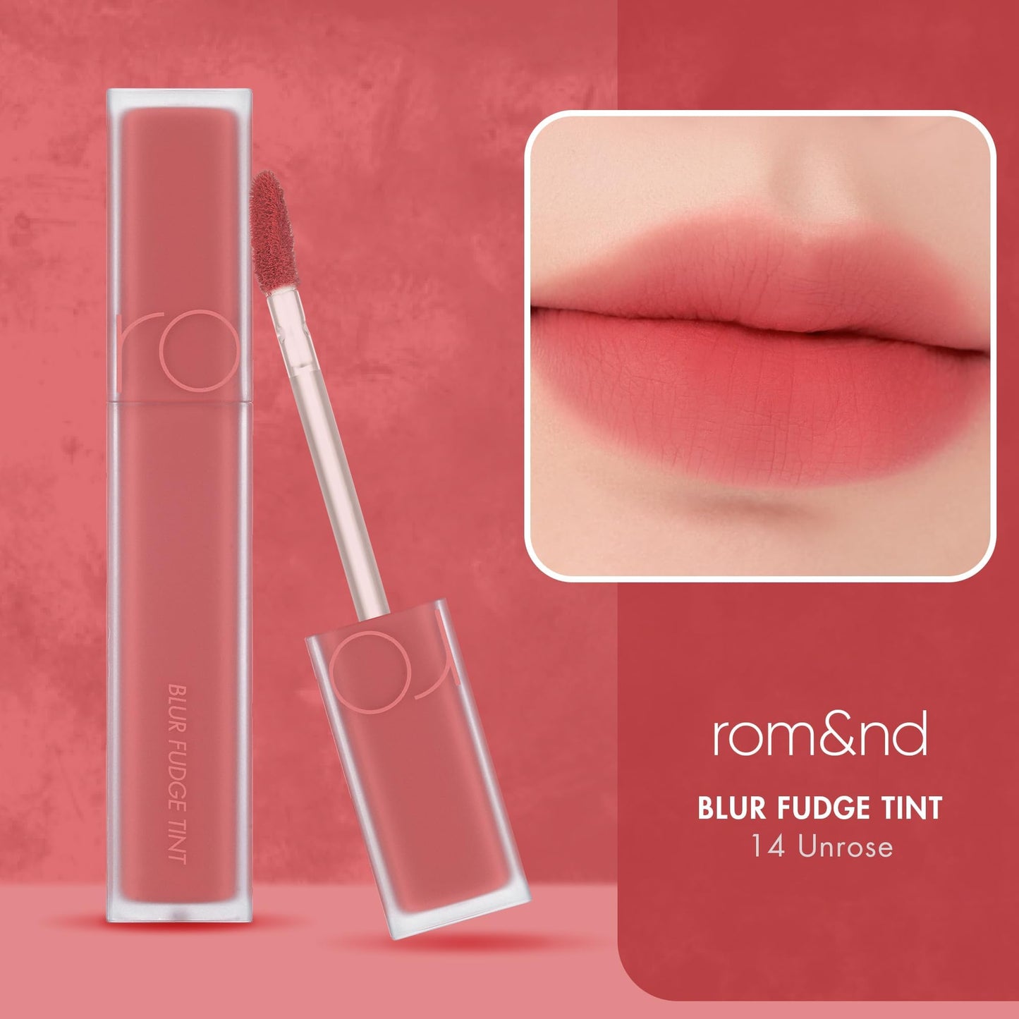 rom&nd BLUR FUDGE TINT 14 UNROSE: Velvety Matte Lip & Cheek Stain | K-Beauty Blurring Effect | Long-Lasting, Non-Drying Cream Formula with Vitamin E