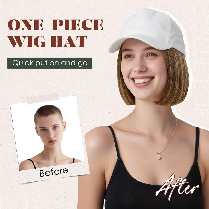 Hairro Wig Hat For Women Baseball Cap With Hair Extensions Synthetic Fake Hair 6" 150g #10P22T