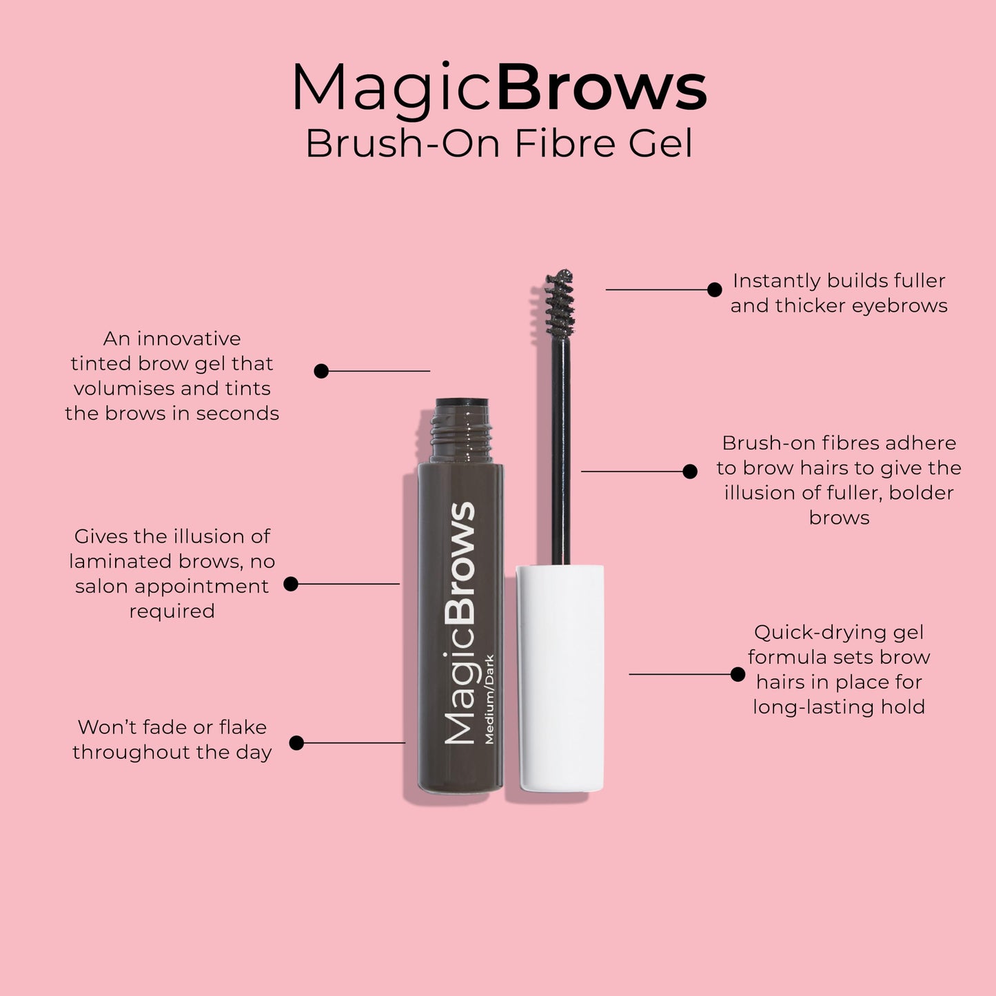 MCoBeauty - Magic Brows - Dark Brown Brow Gel - 3-in-1 Tinted Volumizing Eyebrow Gel - Tints, Fills and Holds - Includes an Eyebrow Spoolie Brush - For Natural Looking Finish - Stocking Stuffers