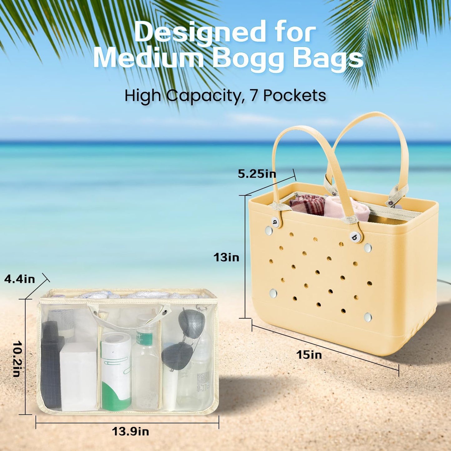 XYFuuee Beach Bag Organizer Insert Divider for Medium Bogg Bag Accessories