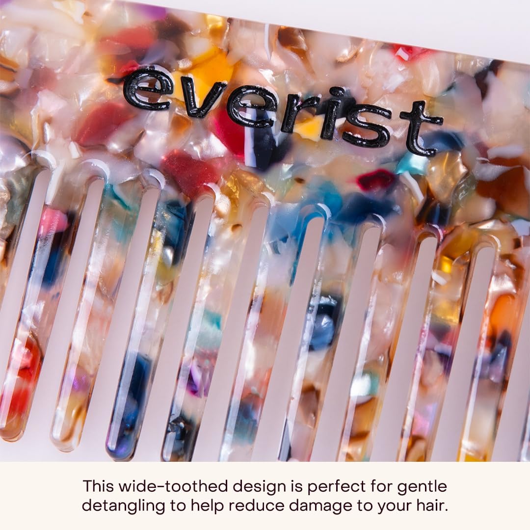 Everist Confetti Comb – Recycled, Travel-Friendly Wide-Tooth Detangling Comb for All Hair Types