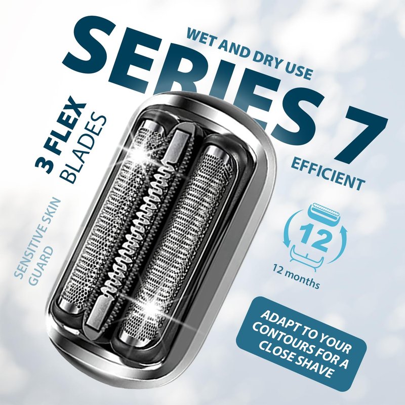 Replacement Shaver Heads for Braun Series 7 | 2-Pack Compatible with 7020, 7027, 7071, 7075, 7085 - Wet & Dry Use for Men