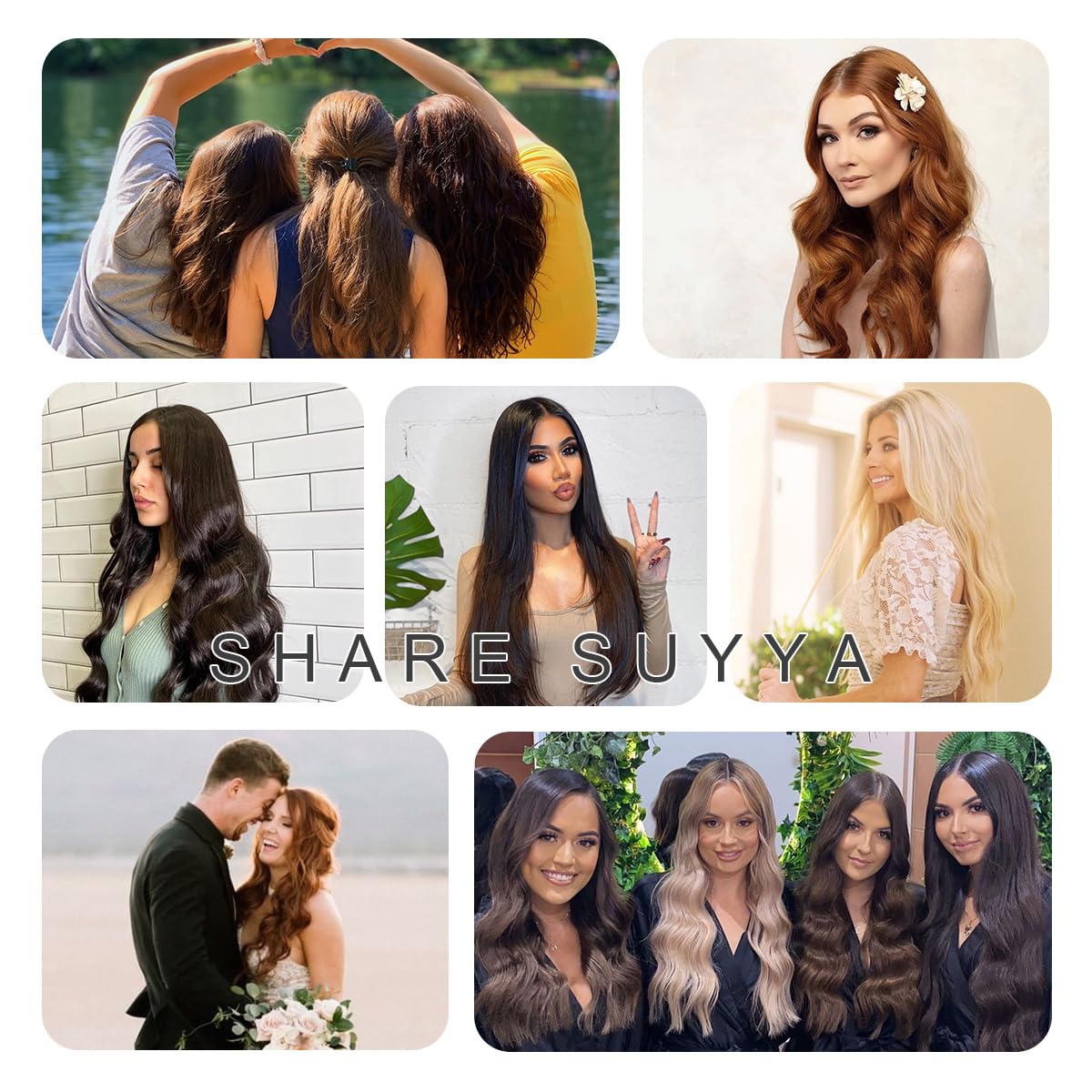 Real Human Hair Clip-In Extensions - 7 Pcs Straight Remy Hair - Double Weft 16 Inch #1B Off Black, 70G