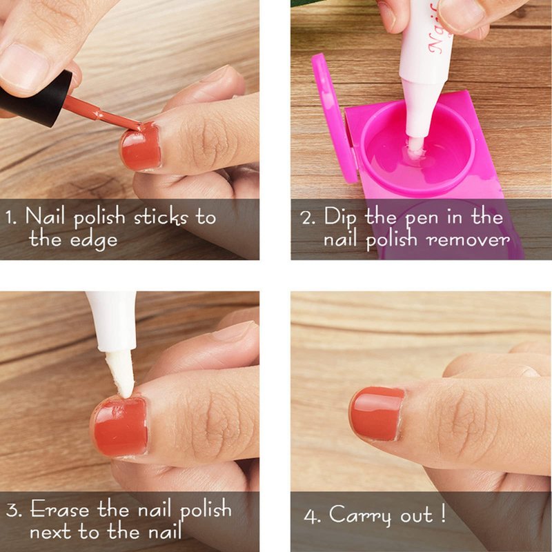 2 Pcs Nail Polish Corrector Remover, Dual Tipped Nail Art Sculpture Pen, Edge Cleaning Mistakes Cleaner for DIY Design or Salon