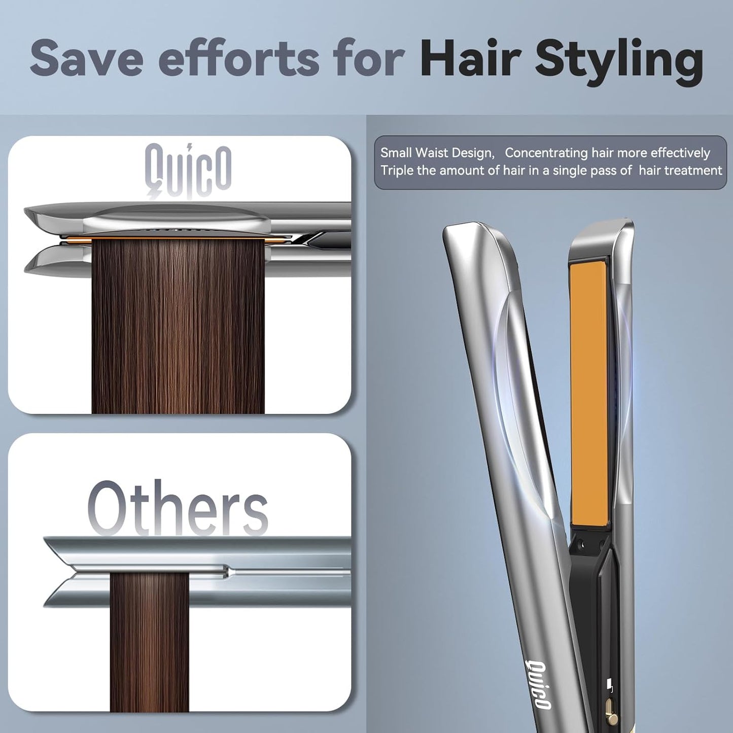 Professional Hair Straightener - Dual Voltage Flat Iron with 11 Temperature Settings | Smart 3D Ceramic Plates, Fast Heating