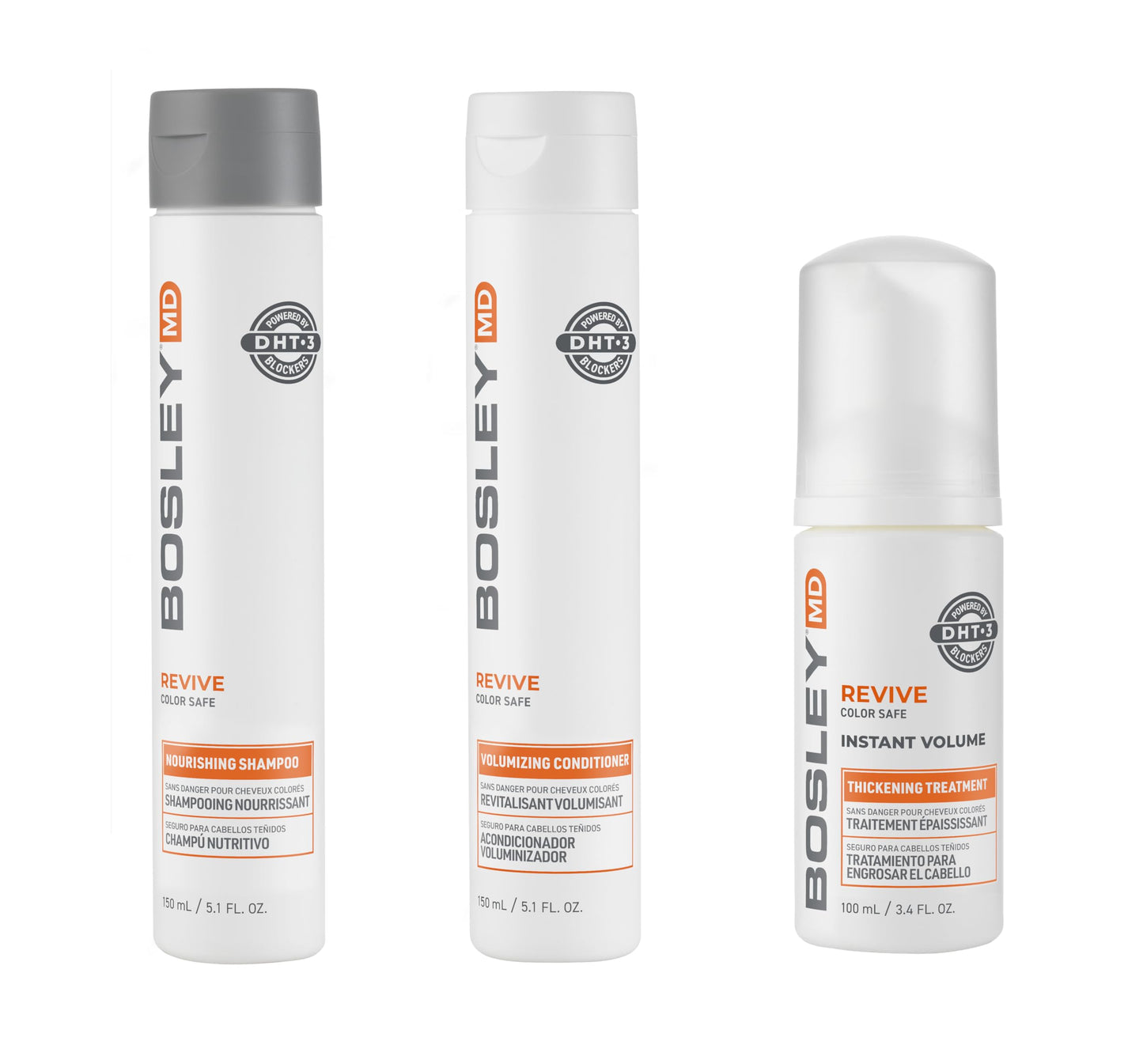 BosleyMD BosRevive Color-Safe Hair Care Kit for Thinning Hair, Starter Size (30 Days) – Shampoo, Conditioner & Thickening Treatment with Biotin, Panthenol & Botanical Extracts