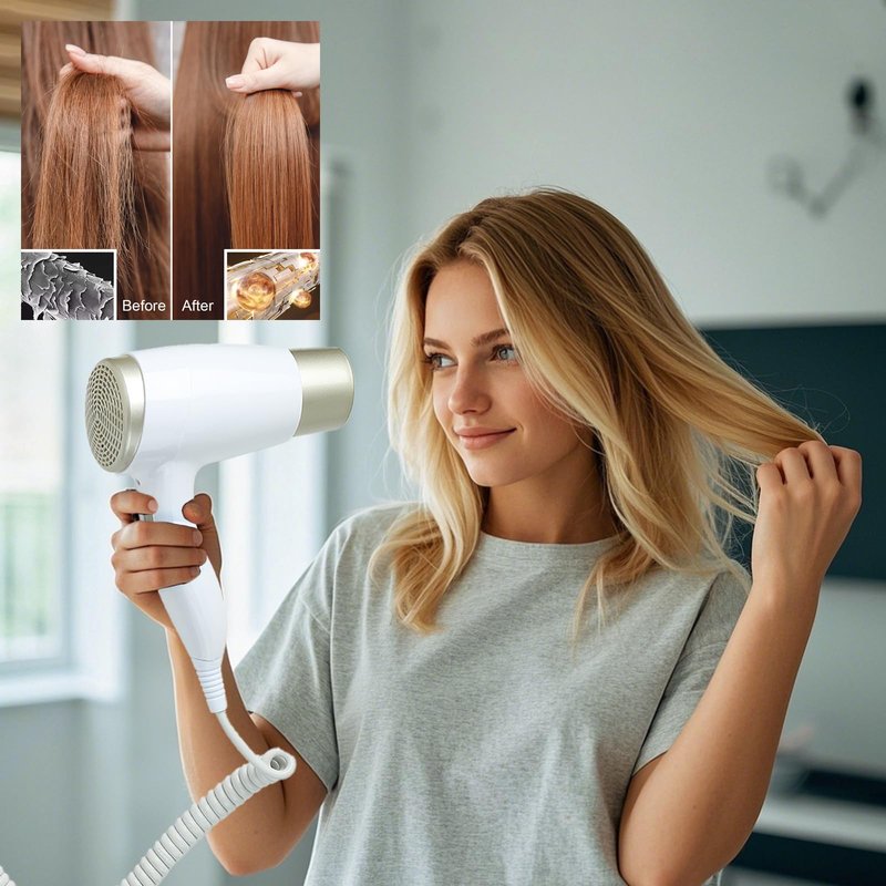 Wall Mounted Hair Dryer for Bathroom - 110V Professional Blow Dryer with Fast Drying Salon Motor, Heavy Duty Wall Mount Hairdryer with Stand Rack, Includes Screws+Adhesive