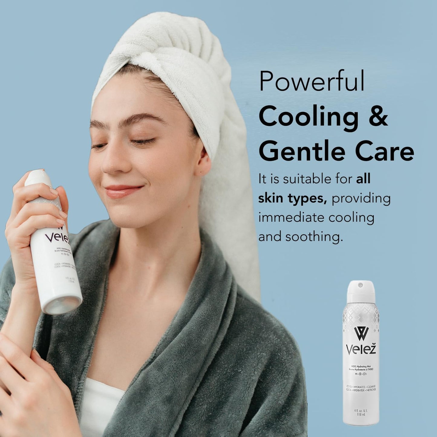 Velež HOCL Hydrating Face Mist, Gentle Facial Spray, Versatile Fusion of Hypochlorous Acid + Pure Water, Refreshes, Soothes & Cleans The Skin, 4 Fl Oz