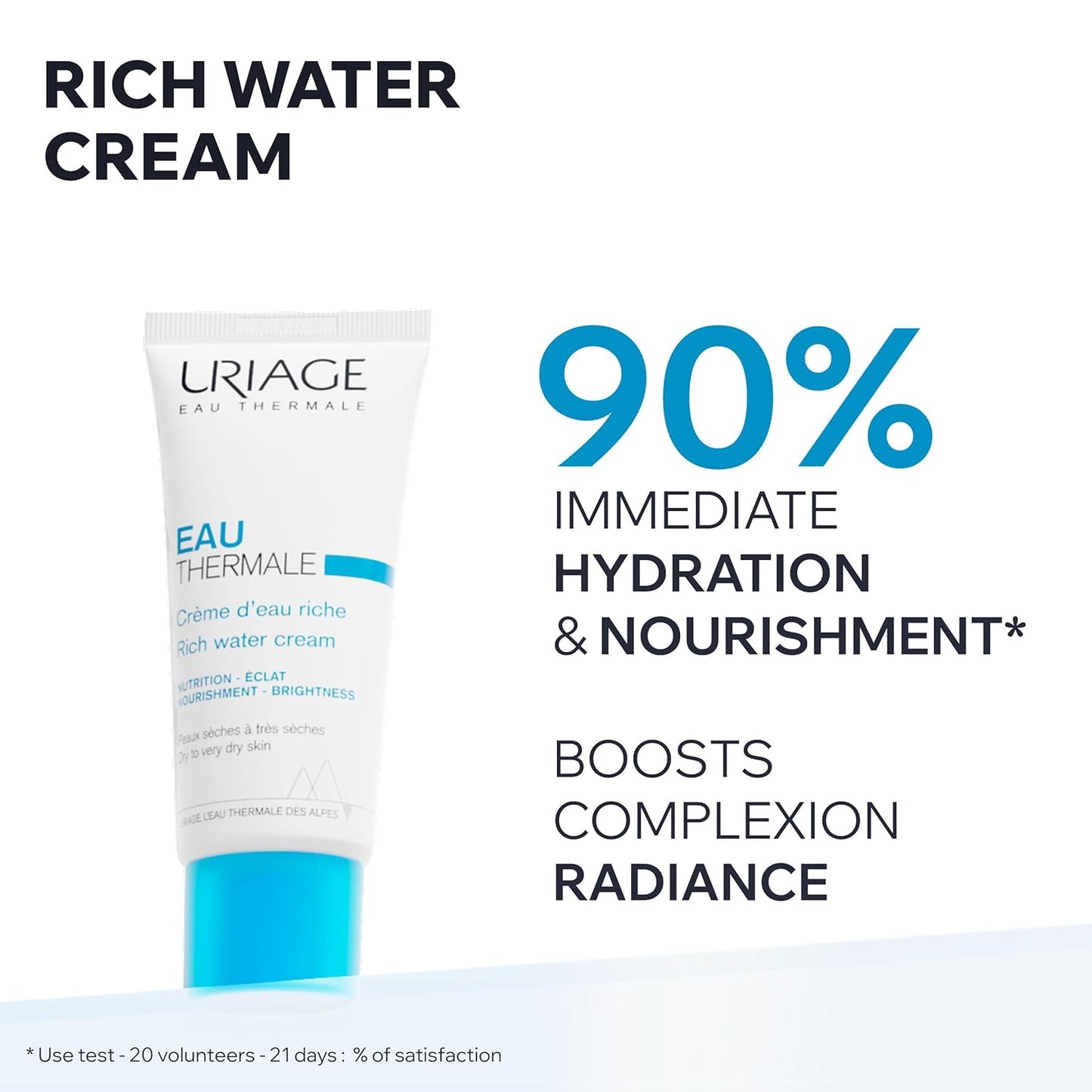 Uriage Rich Water Cream - Moisturizing Face Cream with Hyaluronic Acid | 24-Hour Hydration & Radiance Boost