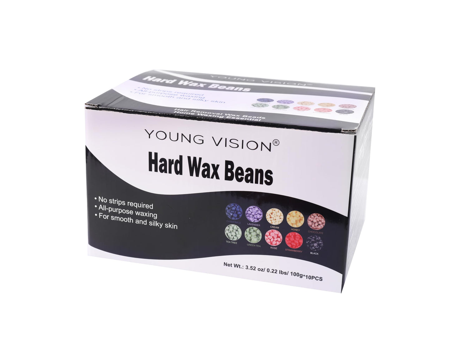 YOUNG VISION Hard Wax Beads for Hair Removal, 2.2lbs 1000g Refill Waxing Beads for Sensitive Skin Women, Face, Brazilian, Bikini, Body, Soft and Painless Waxing Beans, 10 Packs, Multi Color