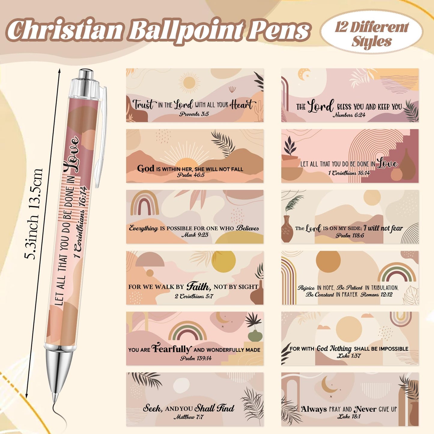 Moinchore 36 Pcs Christian Gifts for Women Bulk Christian Makeup Bags Religious Keychain Bible Verse Pen Faith Inspirational Quotes Cosmetic Bag Pencil Pouch for Mother's Day Church Charity Supplies