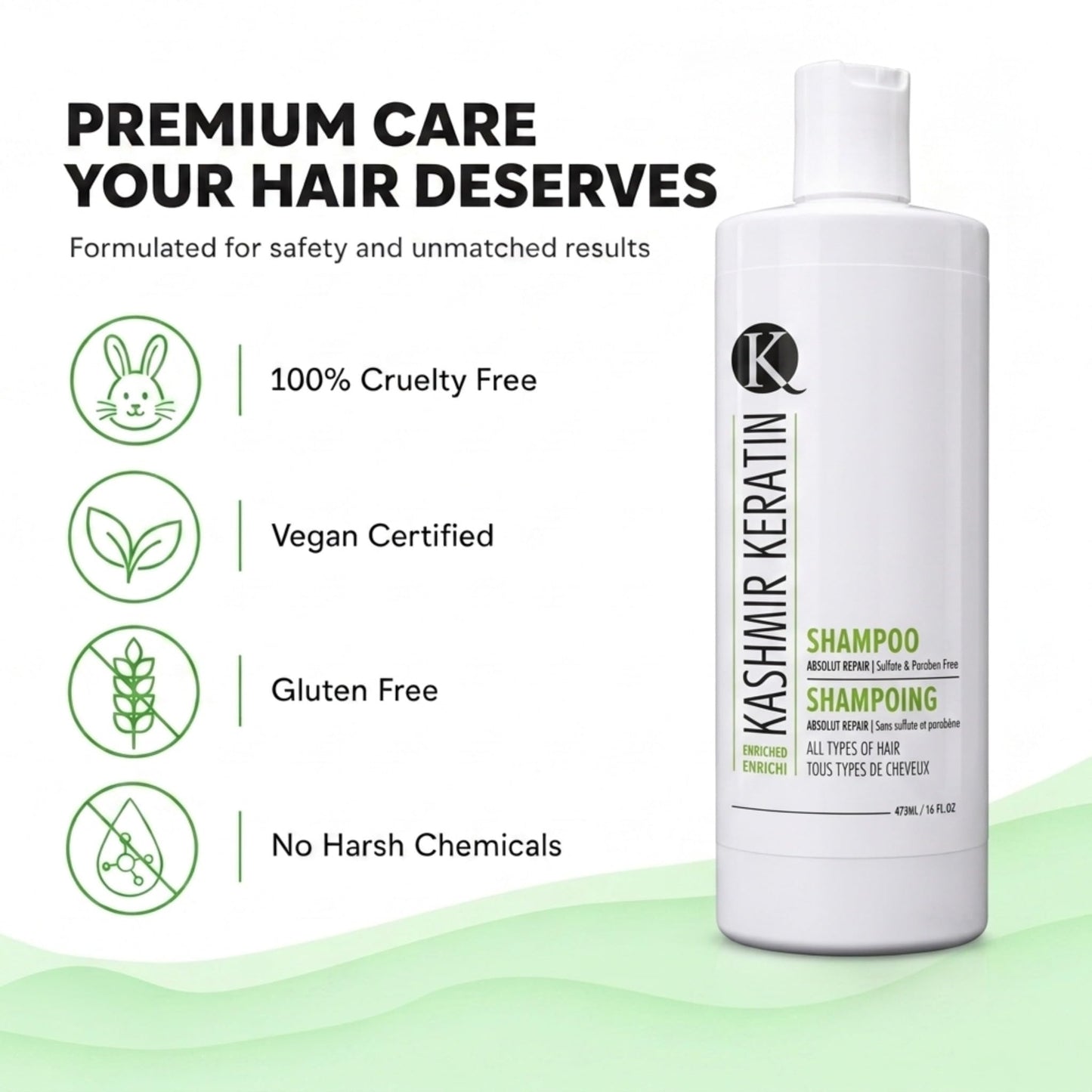 Kashmir Keratin Enriched Shampoo,Sulfate free shampoo,Paraben Free,For All Types Of Hair (16 Fl. Oz)