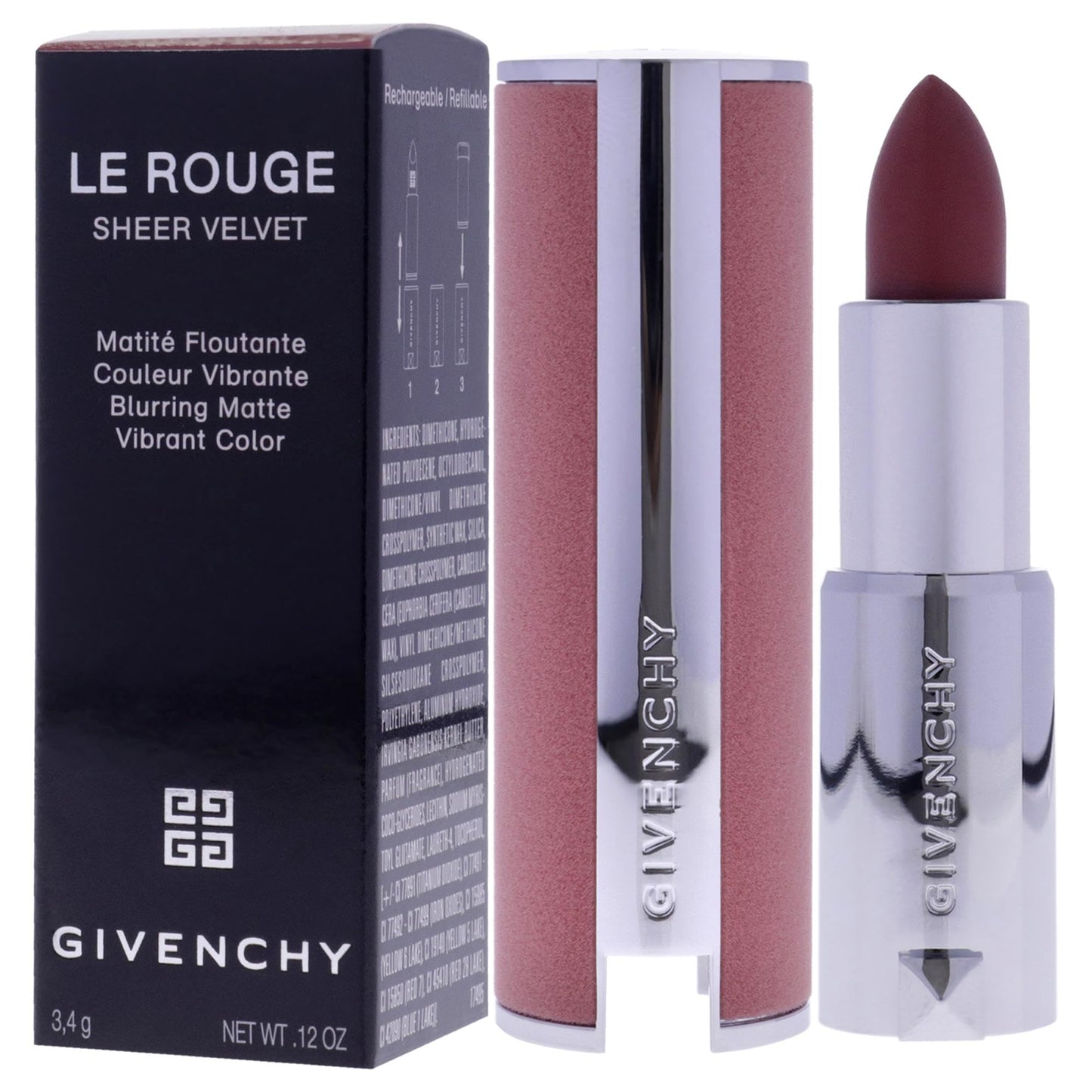 Le Rouge Sheer Velvet Matte Lipstick - N27 Rouge Infuse by Givenchy for Women - 0.11 oz Lipstick