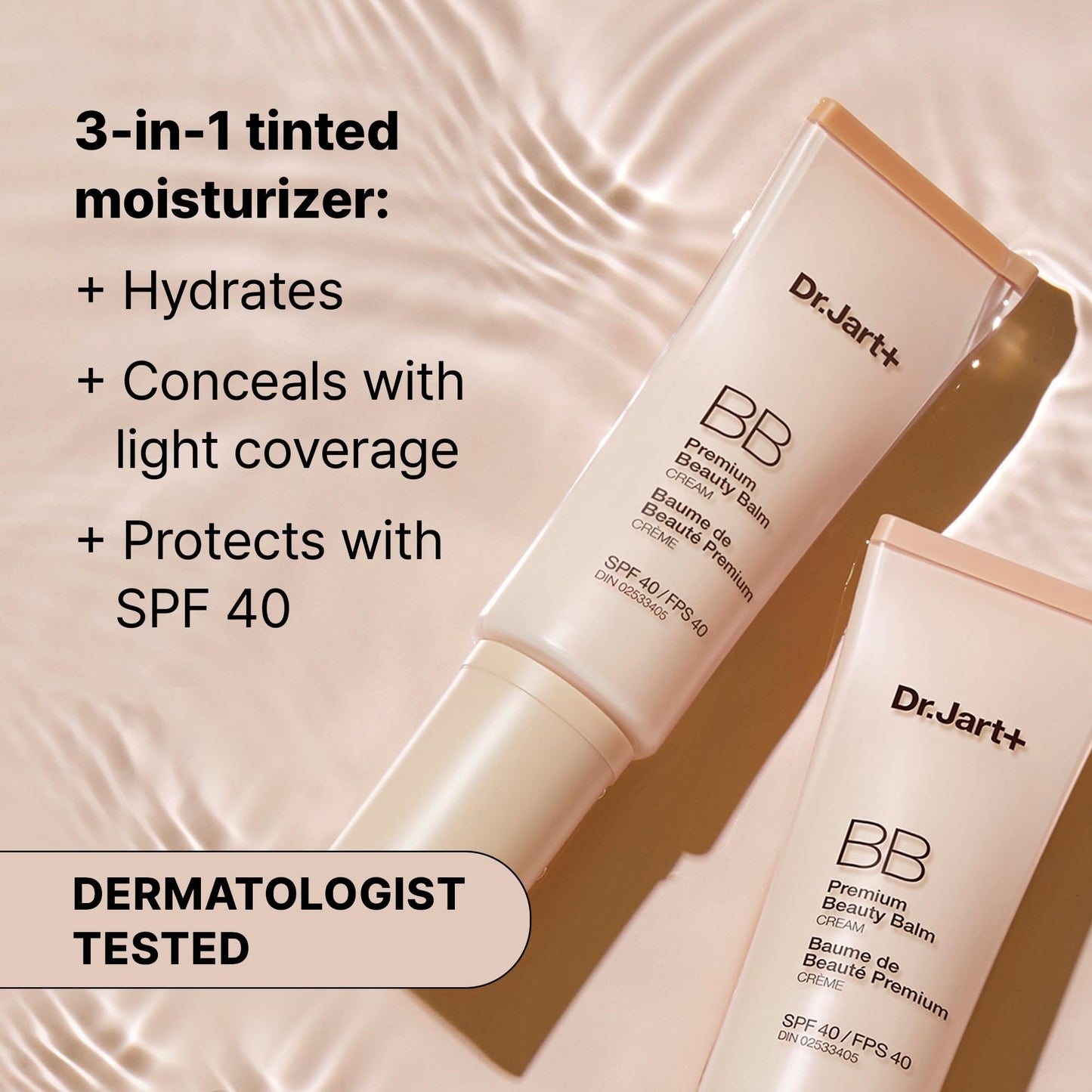 Dr.Jart+ Premium BB Korean Tinted Moisturizer with SPF 40 and Niacinamide | bb cream | Skin Tint | Korean Makeup, Light Medium-Medium, 1.35 Fl Oz