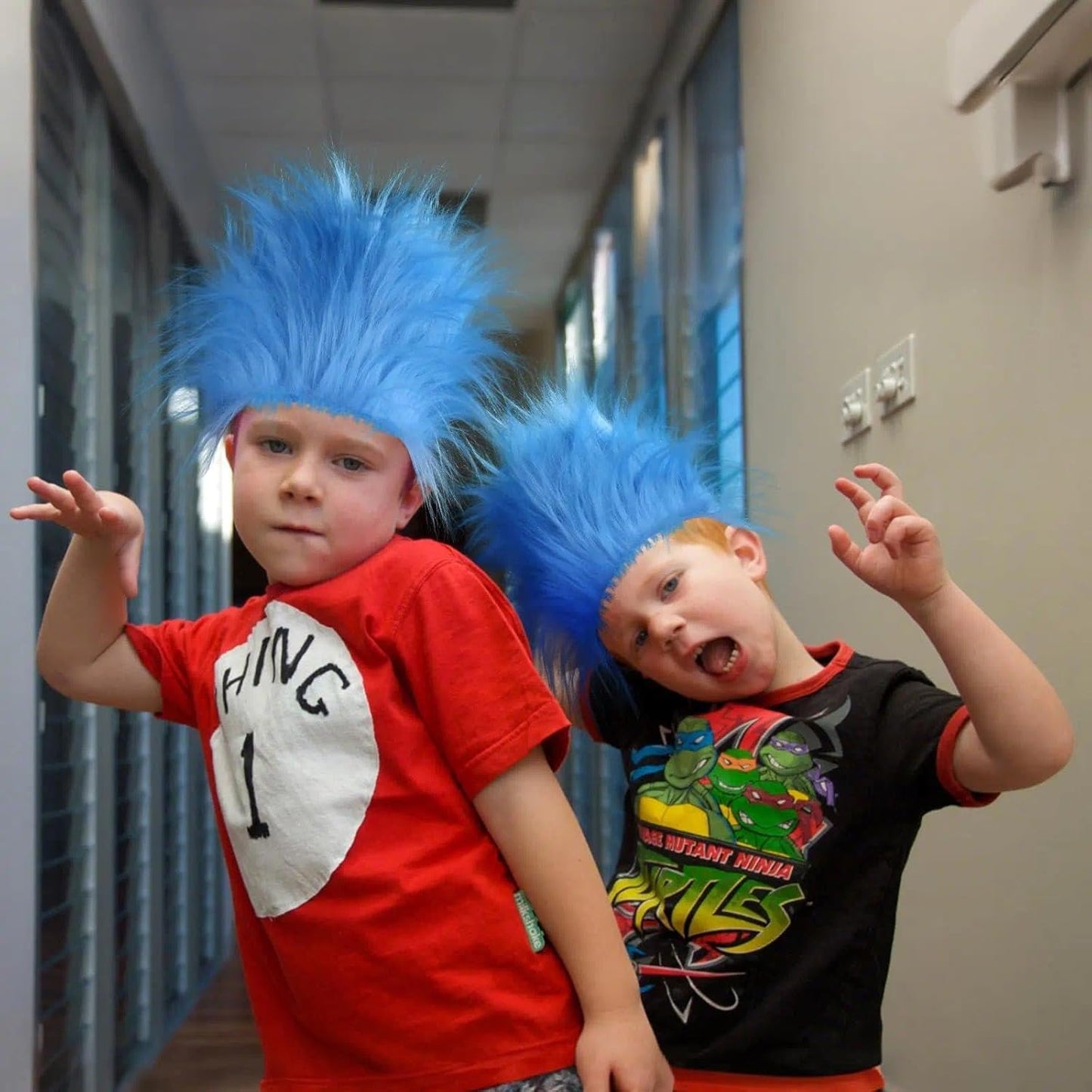 Blue Fluffy Costume Wig - Funky Hair Hat for Halloween & Theme Parties | 2 Pack