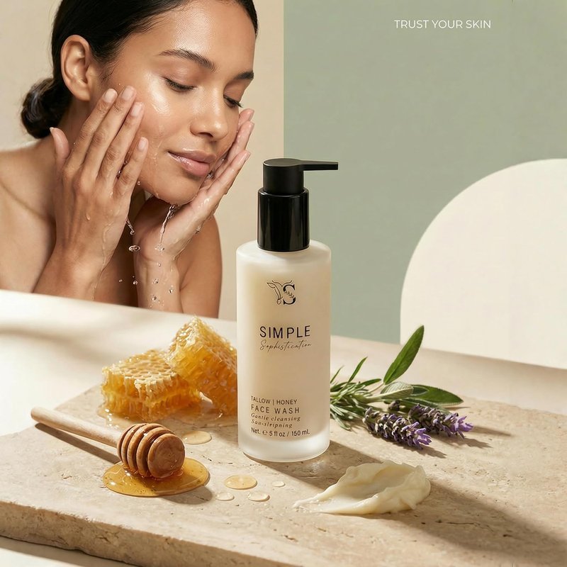 Tallow Honey Cleansing Milk - Gentle Hydrating Face Wash for Sensitive Skin | Moisturizing with Grassfed Beef Tallow & Organic Raw Honey
