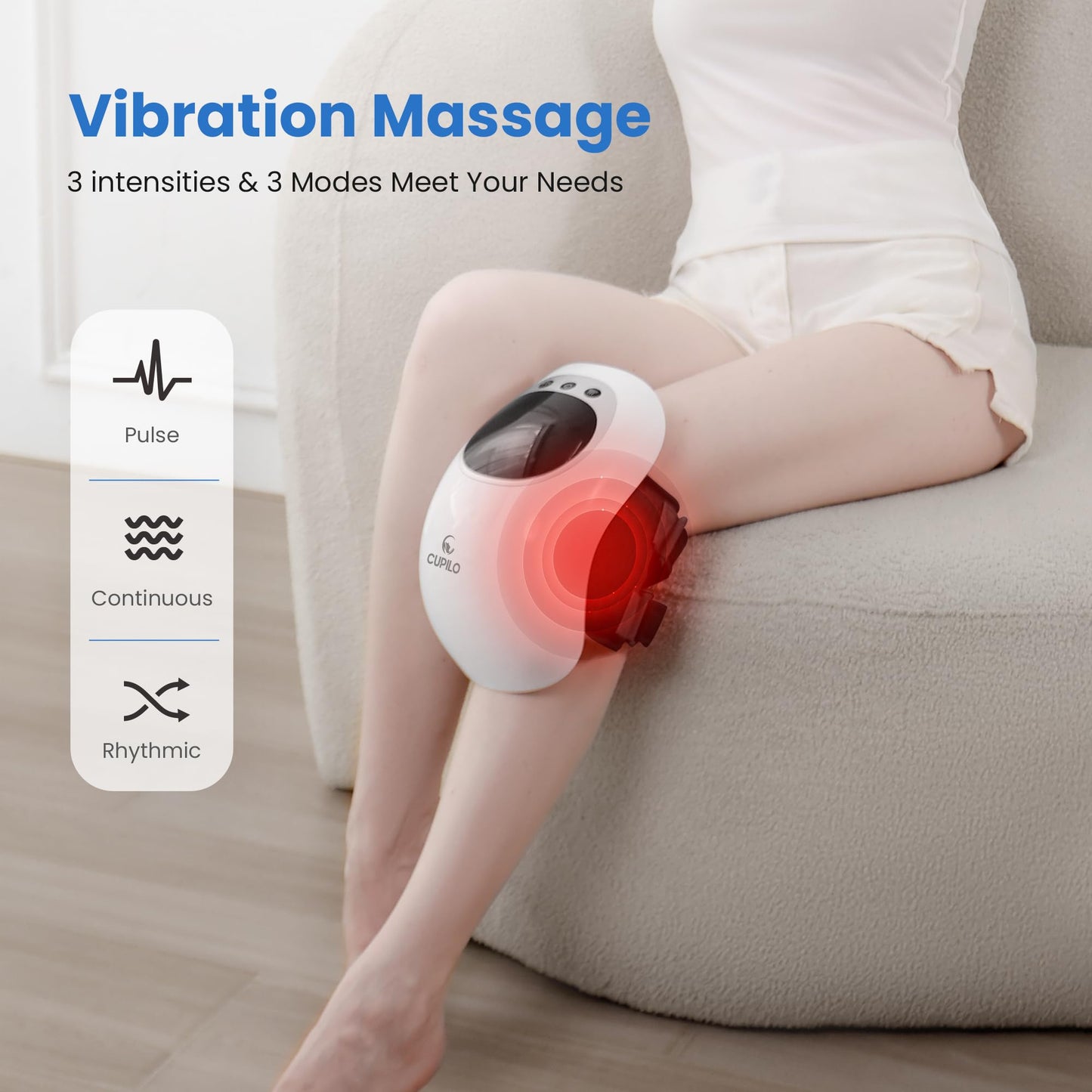 CuPiLo FSA Eligible Knee Massager with Heat and Red Light for Pain Relief, HSA Eligible Cordless Knee Massager with Vibration for Comfort & Relaxation, Gift for Mom, Dad, Grandma & Grandpa, Seniors