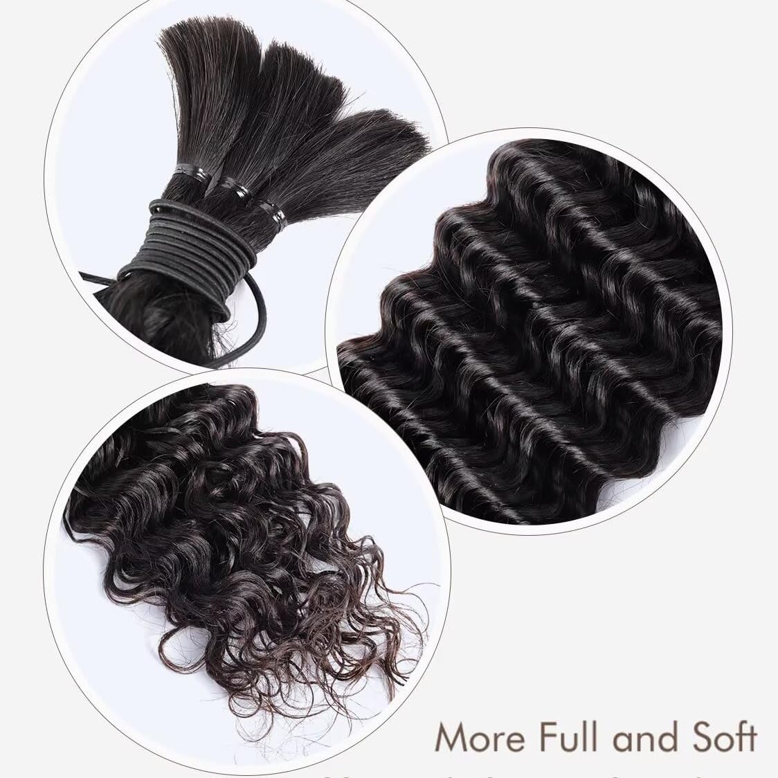 14A Grade High Amplitude Indian Wave Bulk boho braids Human Hair Braiding 100% Brazillian Virgin Hair Extensions 2Bundle/Pack 100g More Density for Micro braiding No Weft (Deep wave, 18inch)