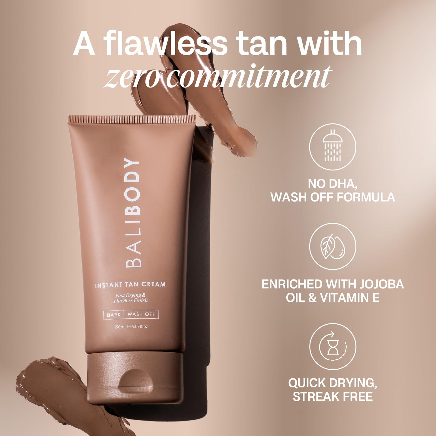 Bali Body Instant Tan Cream | Fast-Drying, Minimal Transfer | Suitable for All Skin Types, Including Sensitive Skin (150 ml/5.07 fl oz)