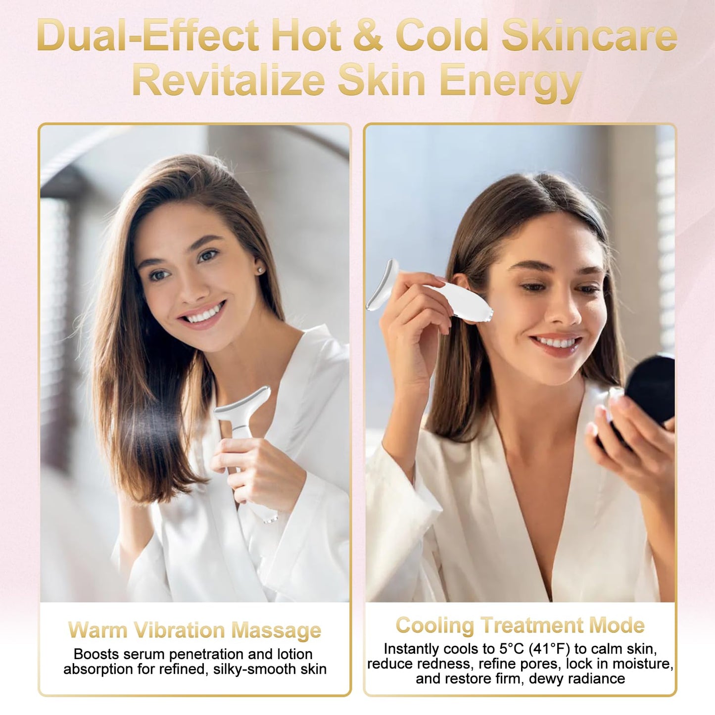 Neck Face Massager, 4 Color LED Facial Massager with Micro-Current Vibration Facial Cold and Hot Service for Wrinkles, Double Chin, Multifunctional Facial Light Therapy Device for Skin Care at Home