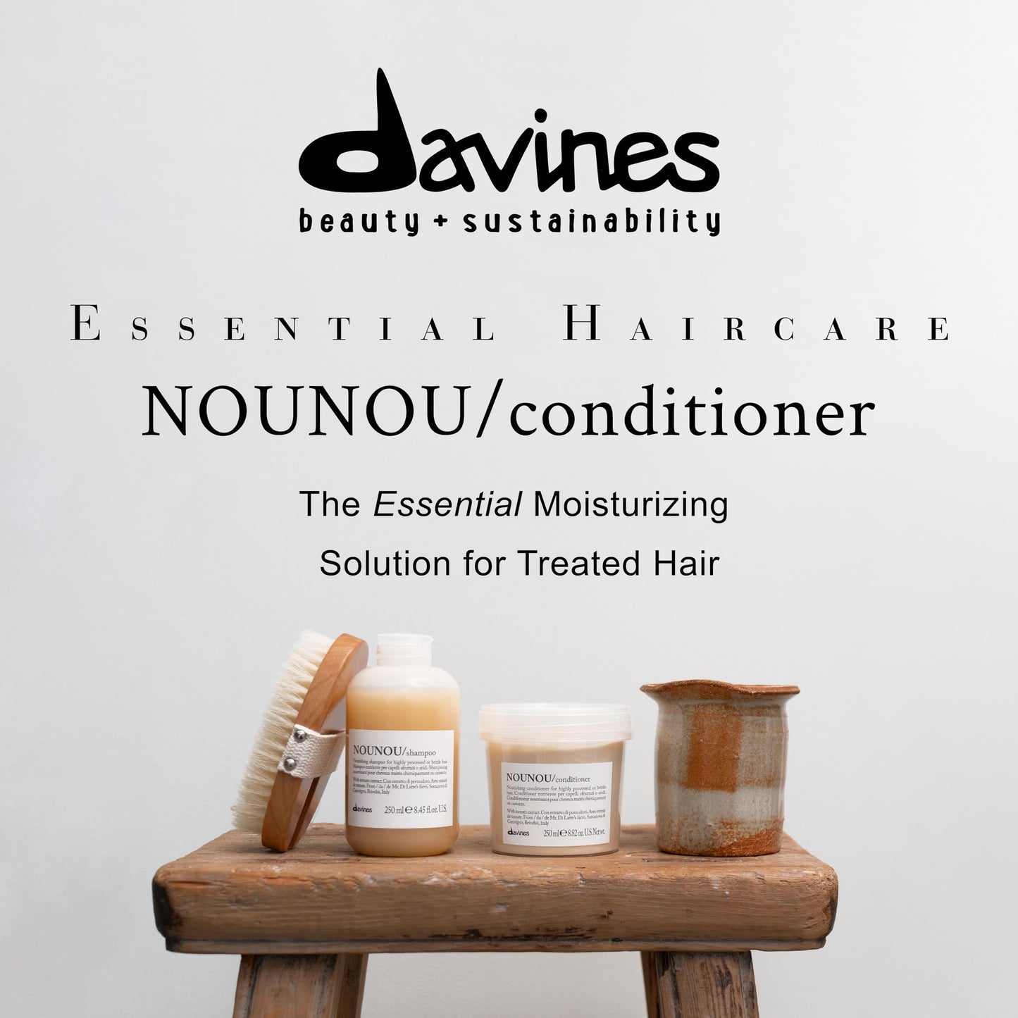 Davines NOUNOU Conditioner | Hydrating Deep Conditioner for Bleached, Permed, Relaxed, Damaged or Very Dry Hair | Replenishes Chemically Processed Hair | 8.45 fl oz