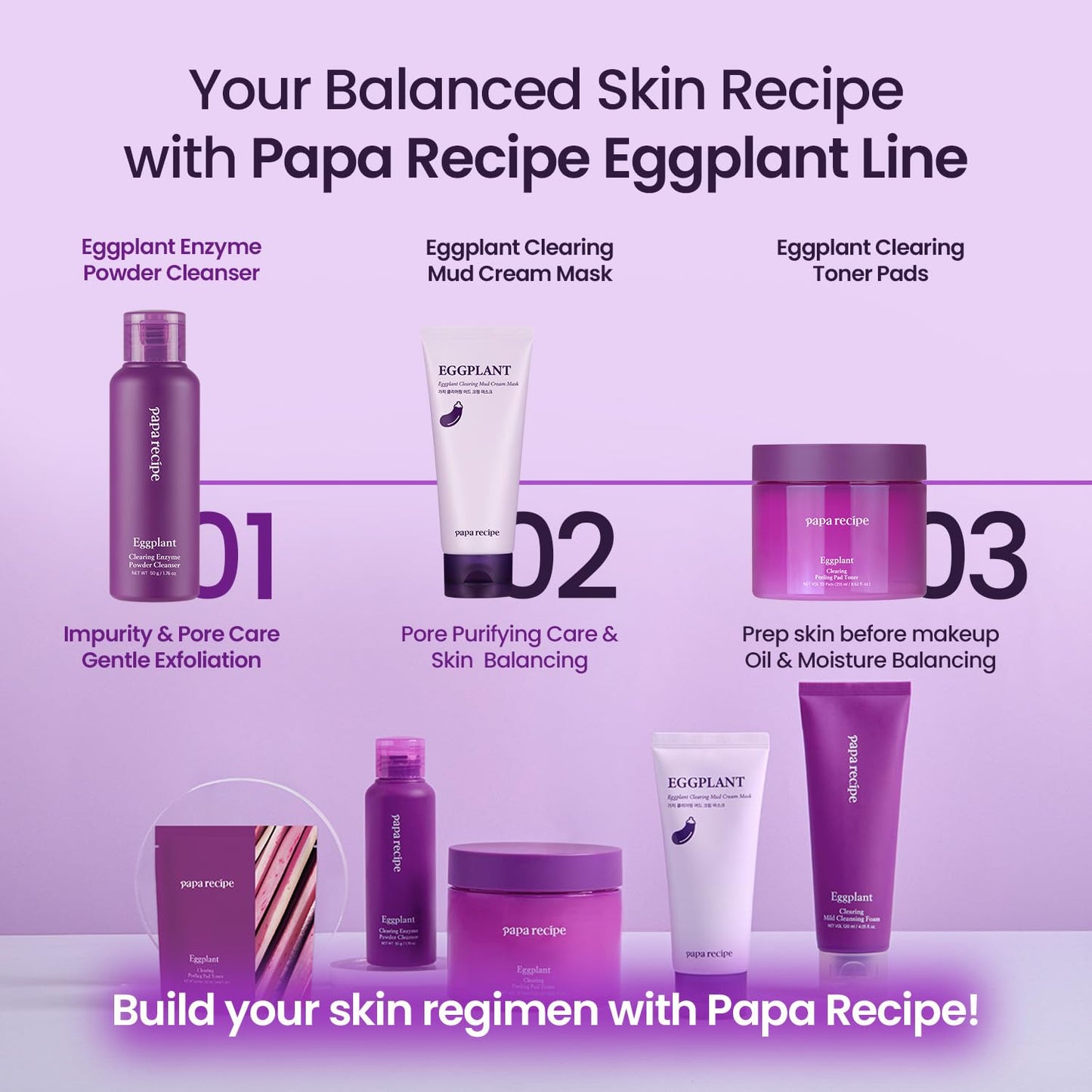 Papa Recipe Eggplant Enzyme Powder Cleanser (1.7oz/50g) – Travel-Friendly Korean Enzyme Powder-to-Foam Face Wash, Oil-Moisture Balance, Hydrating, Gentle Exfoliation, Smooth Texture & Pore Care