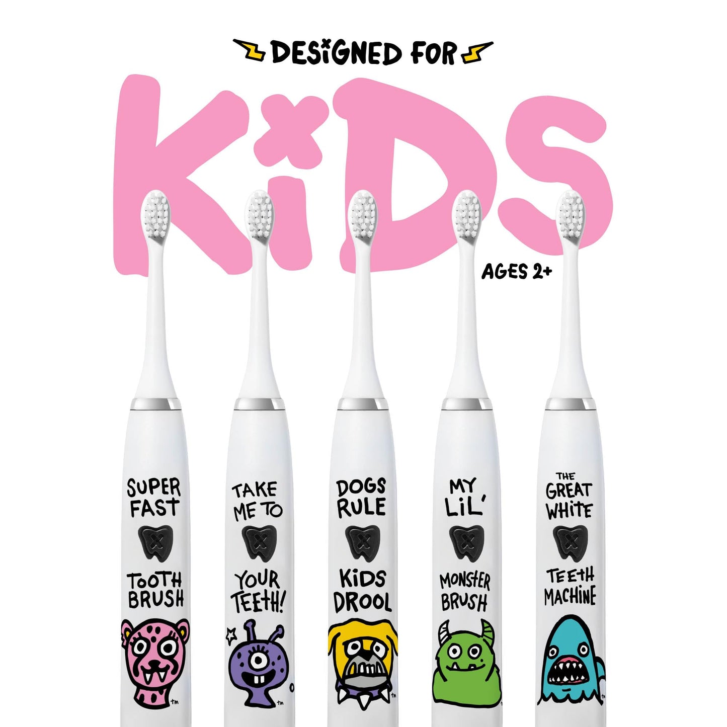 Made by Dentists Kids Electric Toothbrush - Rechargeable Vibrating Toothbrush with Timer, Includes 6 Replacement Heads, Gently Cleans Teeth, Kid & Toddlers Age 2+, Cheetah