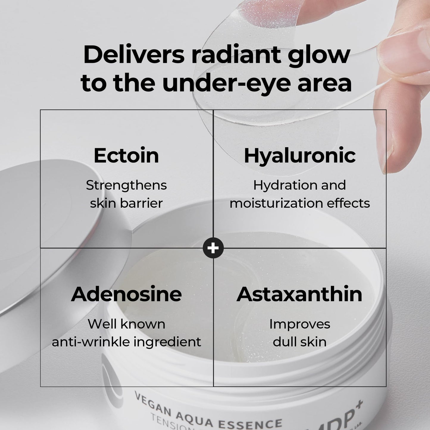 MDP+ Peptide 9 Vegan Aqua Essence Tension Eye Patch | Niacinamide, Eye Mask 3.38 Oz/1.6gx60ea, Hyaluronic Acid, Wrinkle Care, Under Eye Mask, Puffy Eyes, Hydrating Treatment