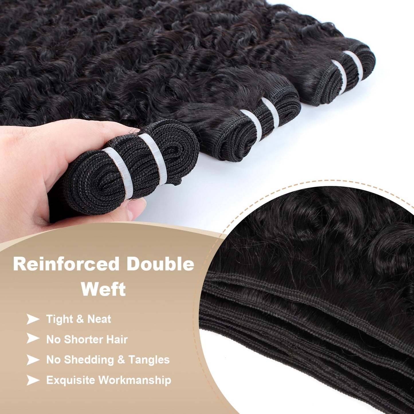 Burmese Curly Bundles Human Hair 16 Inch 12A Deep Wave 1 Bundle 100% Unprocessed Quick Weave 3c4a Water Wave Bundles with Spiral Curly End Real Human Hair Extensions Natural Black