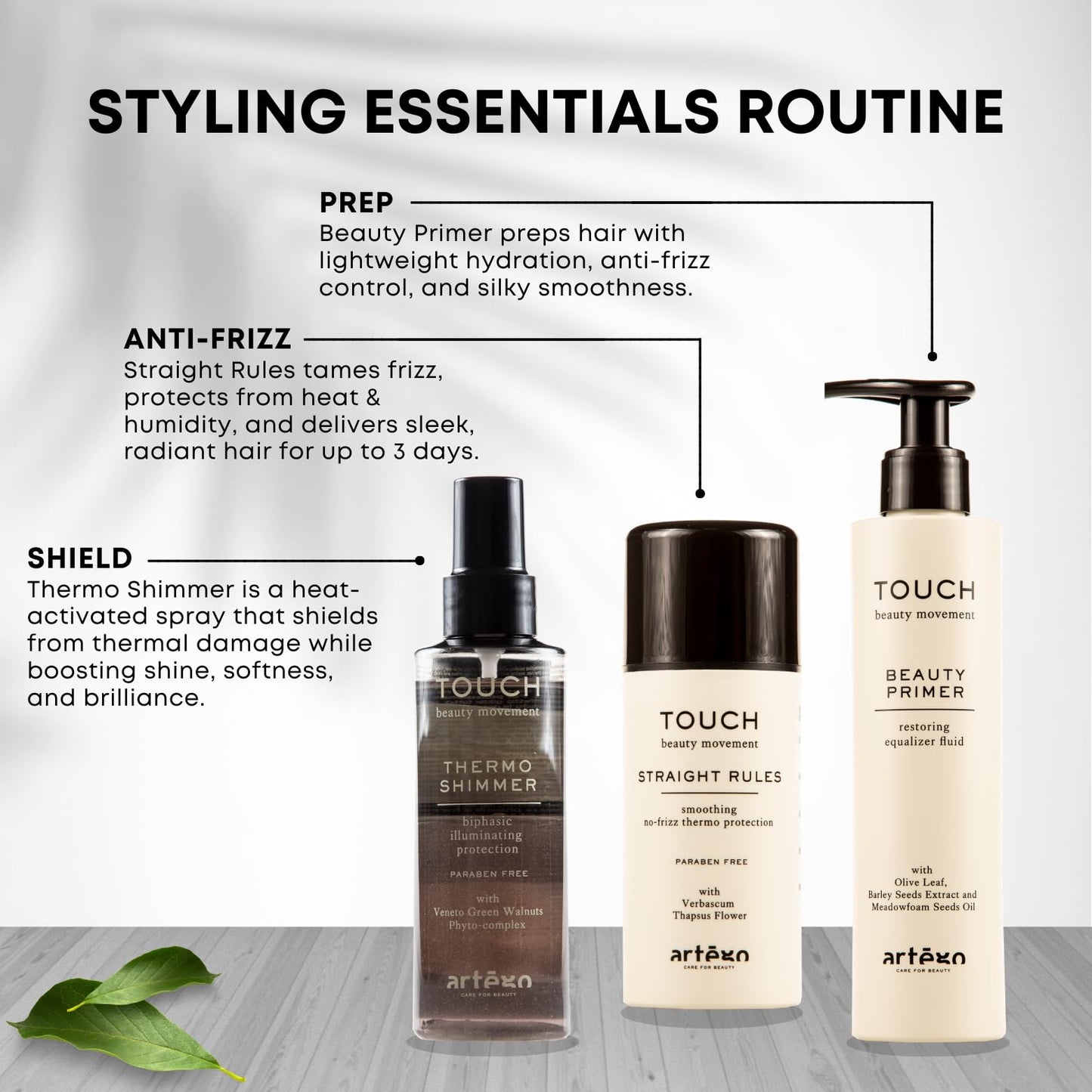 Artègo TOUCH Straight Rules Anti-Frizz Cream (3.4 oz) – Smoothing Leave-In Styling Cream for Sleek, Shiny, Frizz-Free Hair