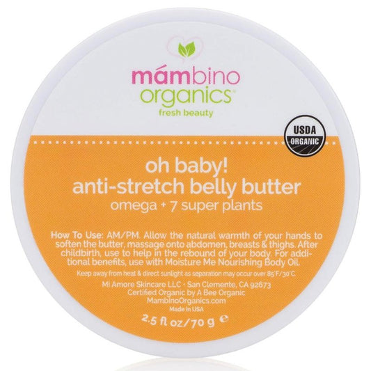 Mambino Organics Oh Baby! Belly Butter, Belly Balm for Pregnant Women, Body Cream with Shea Butter for Pregnancy, Minimizes Stretch Marks, Vegan, Cruelty-Free, Maternity Skin Care, 2.5 fl oz