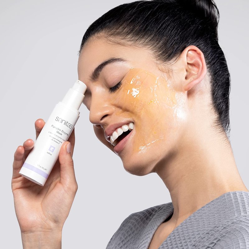 Sanitas Skincare Pumpkin Enzyme Mask, Exfoliating, Brightening Treatment Mask, Organic Pumpkin, Vitamin C, Vitamin E, 1.7 Ounce