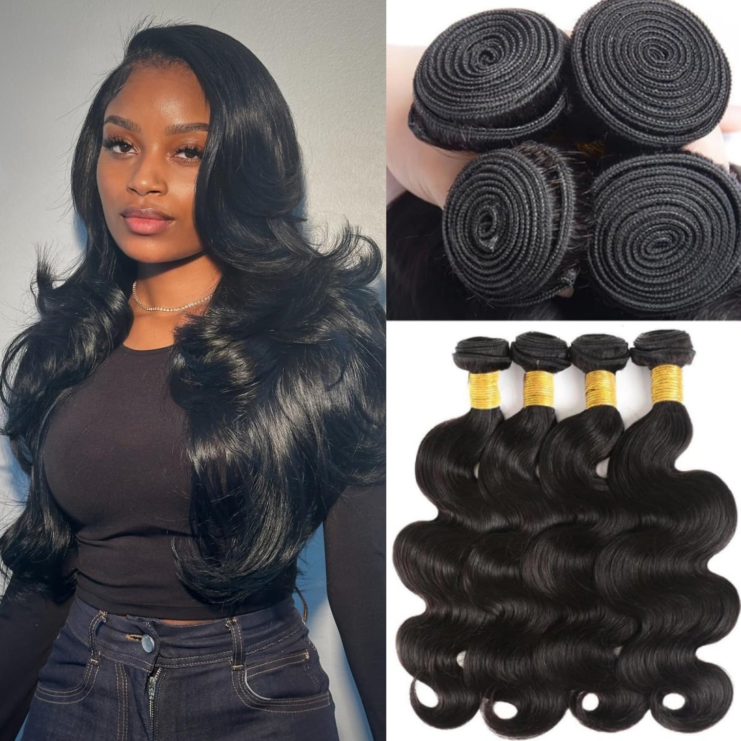 RLNNRS Straight Bundles Human Hair 18 Inch 1 Bundles 10A Brazilian 100% Unprocessed Virgin Human Hair Weave Bundles Human Hair Extensions Natural Color